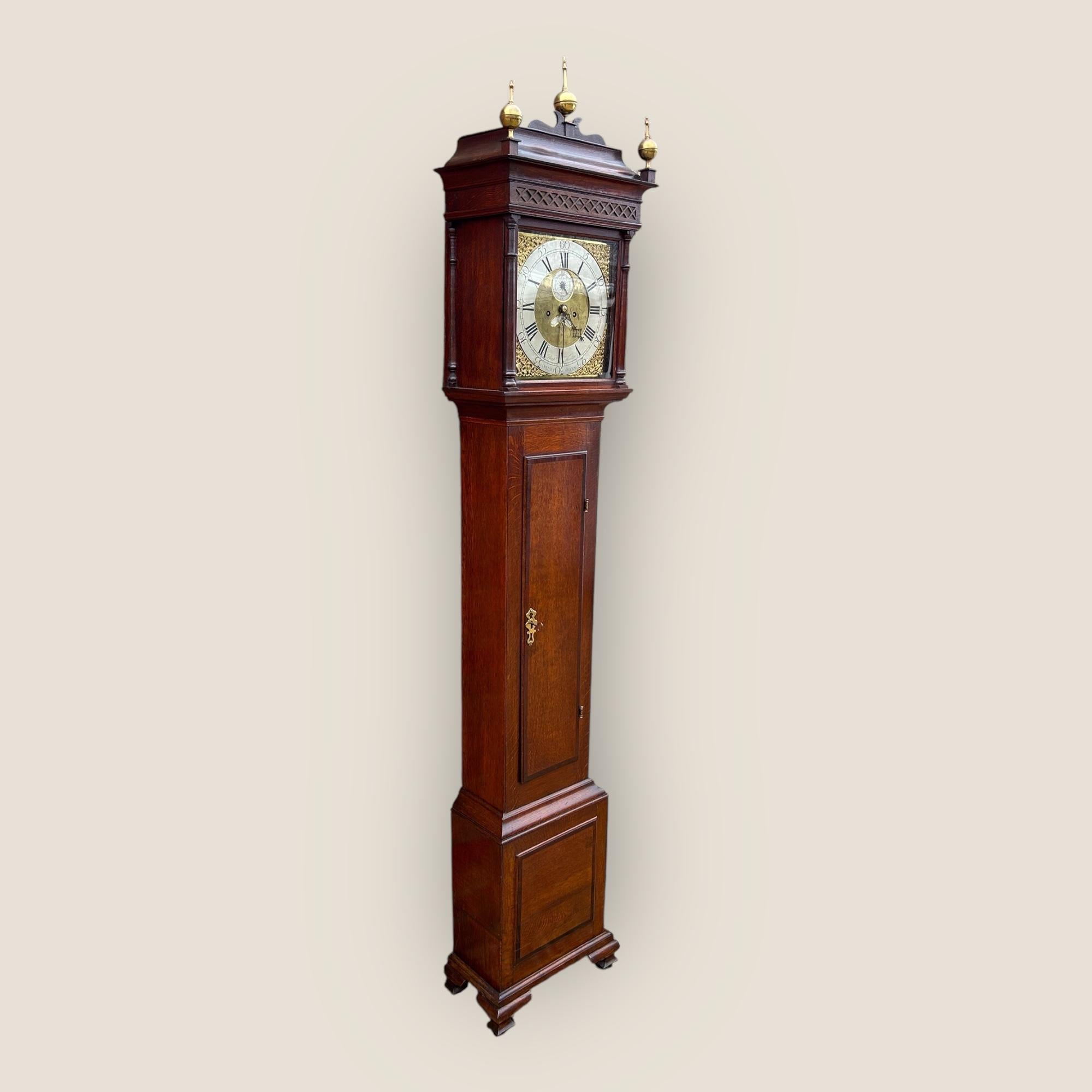 Georgian 18th Century Oak 8 Day Grandfather Clock by Richard Houton For Sale