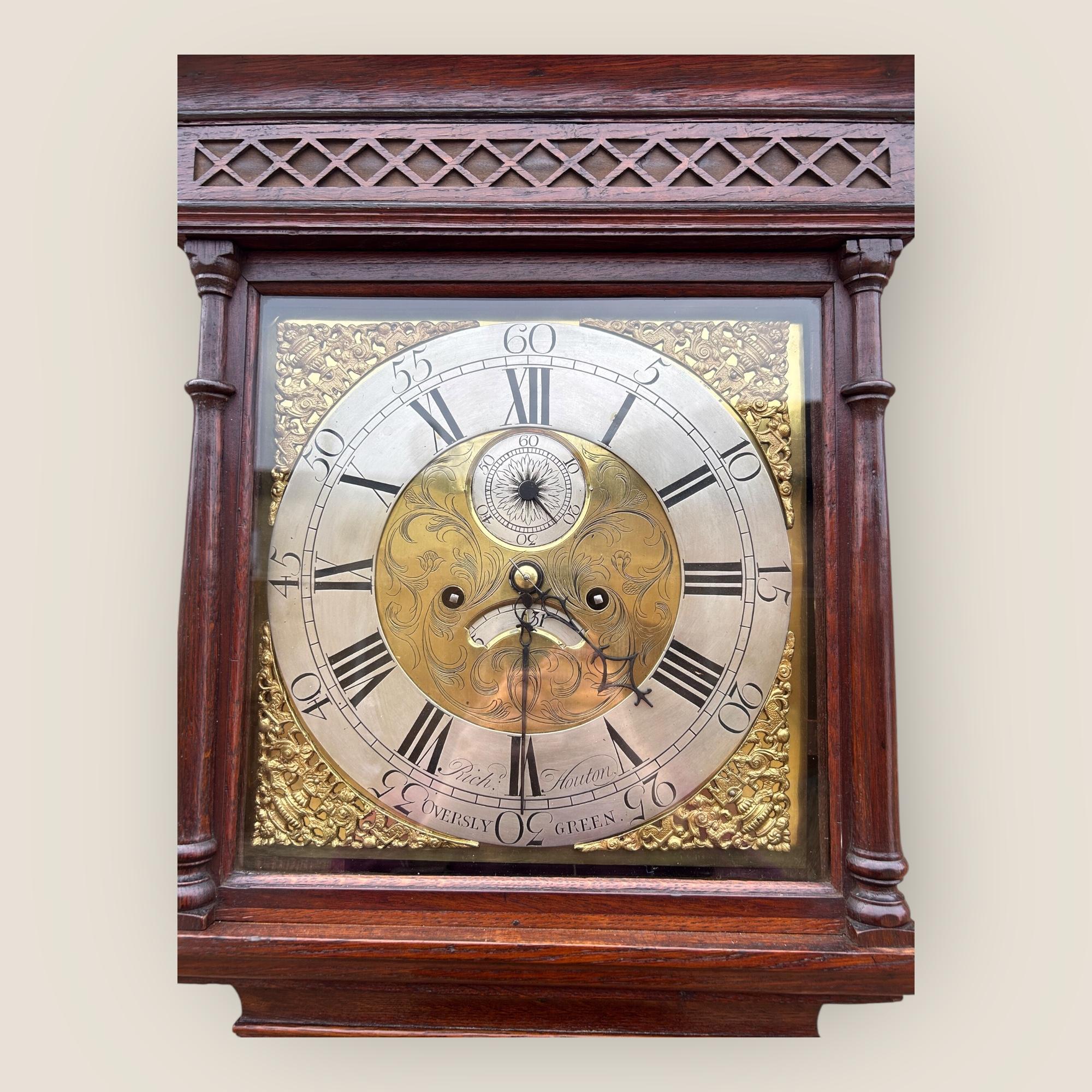 18th Century Oak 8 Day Grandfather Clock by Richard Houton In Good Condition For Sale In King's Lynn, GB