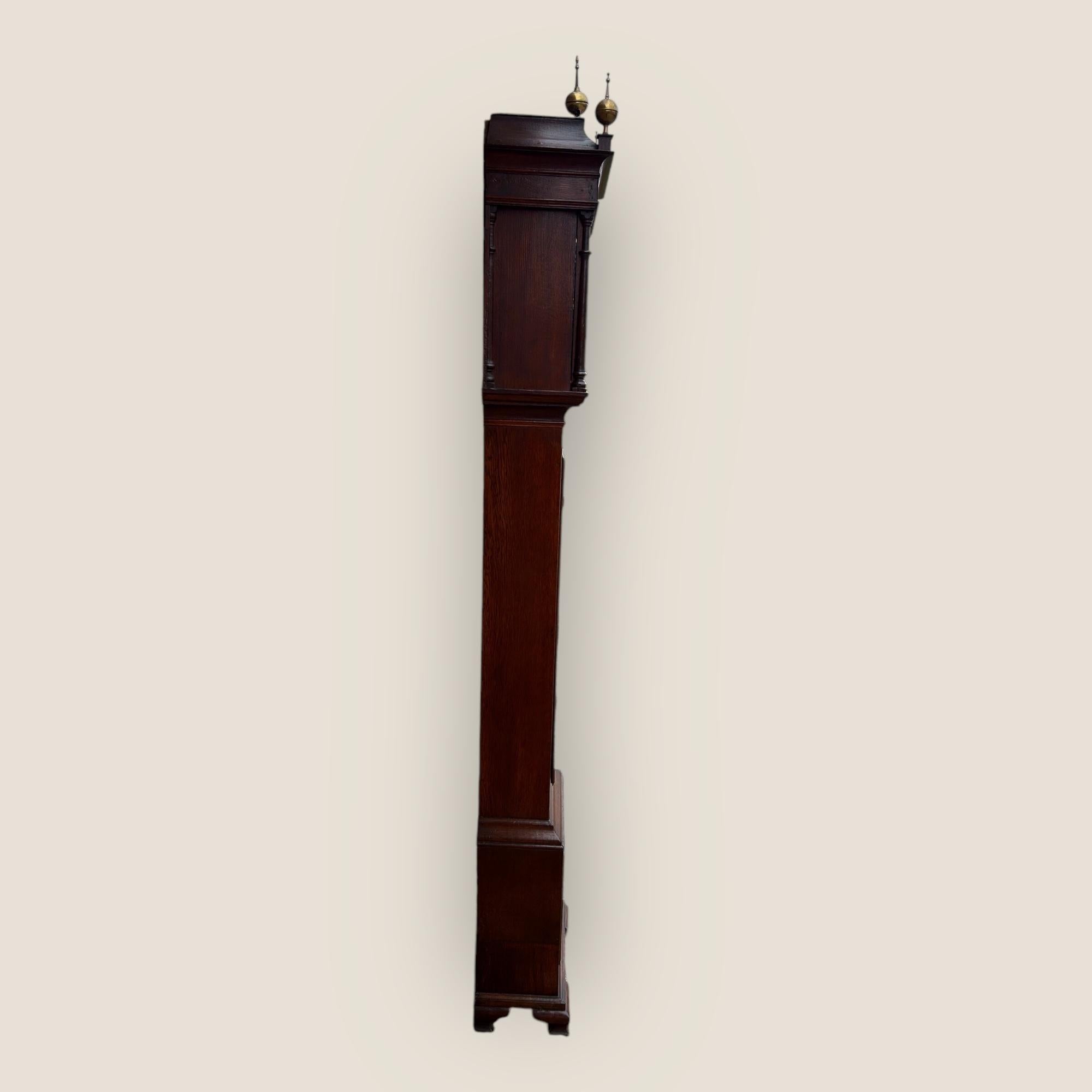 18th Century and Earlier 18th Century Oak 8 Day Grandfather Clock by Richard Houton For Sale