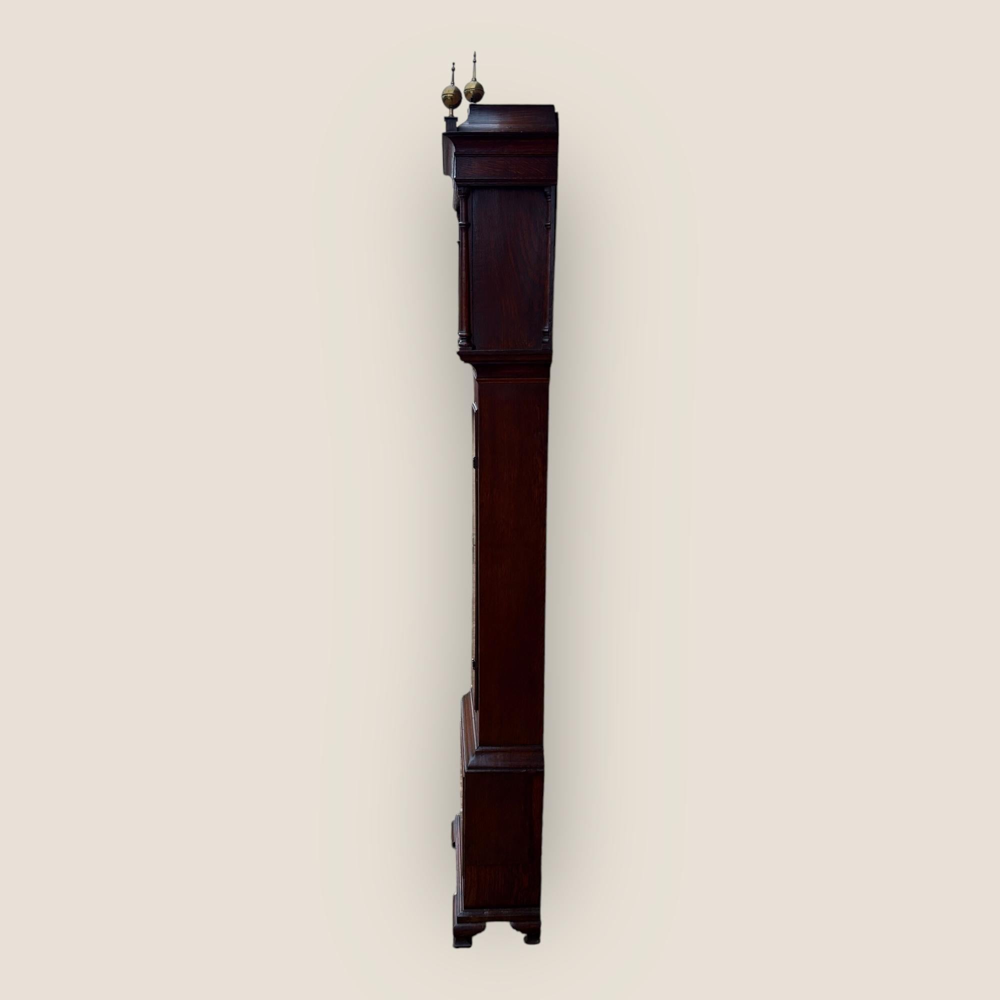 Brass 18th Century Oak 8 Day Grandfather Clock by Richard Houton For Sale
