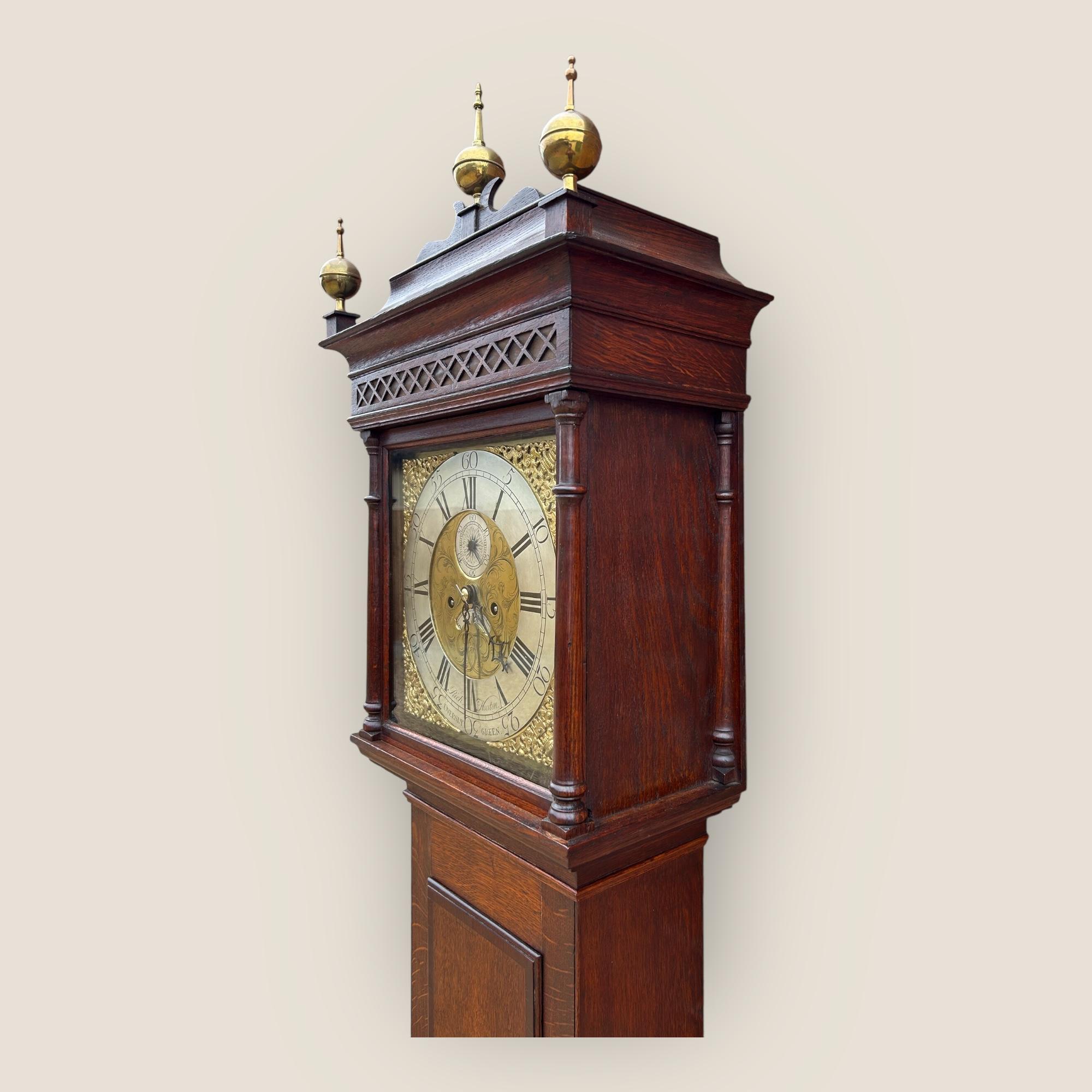 18th Century Oak 8 Day Grandfather Clock by Richard Houton For Sale 1