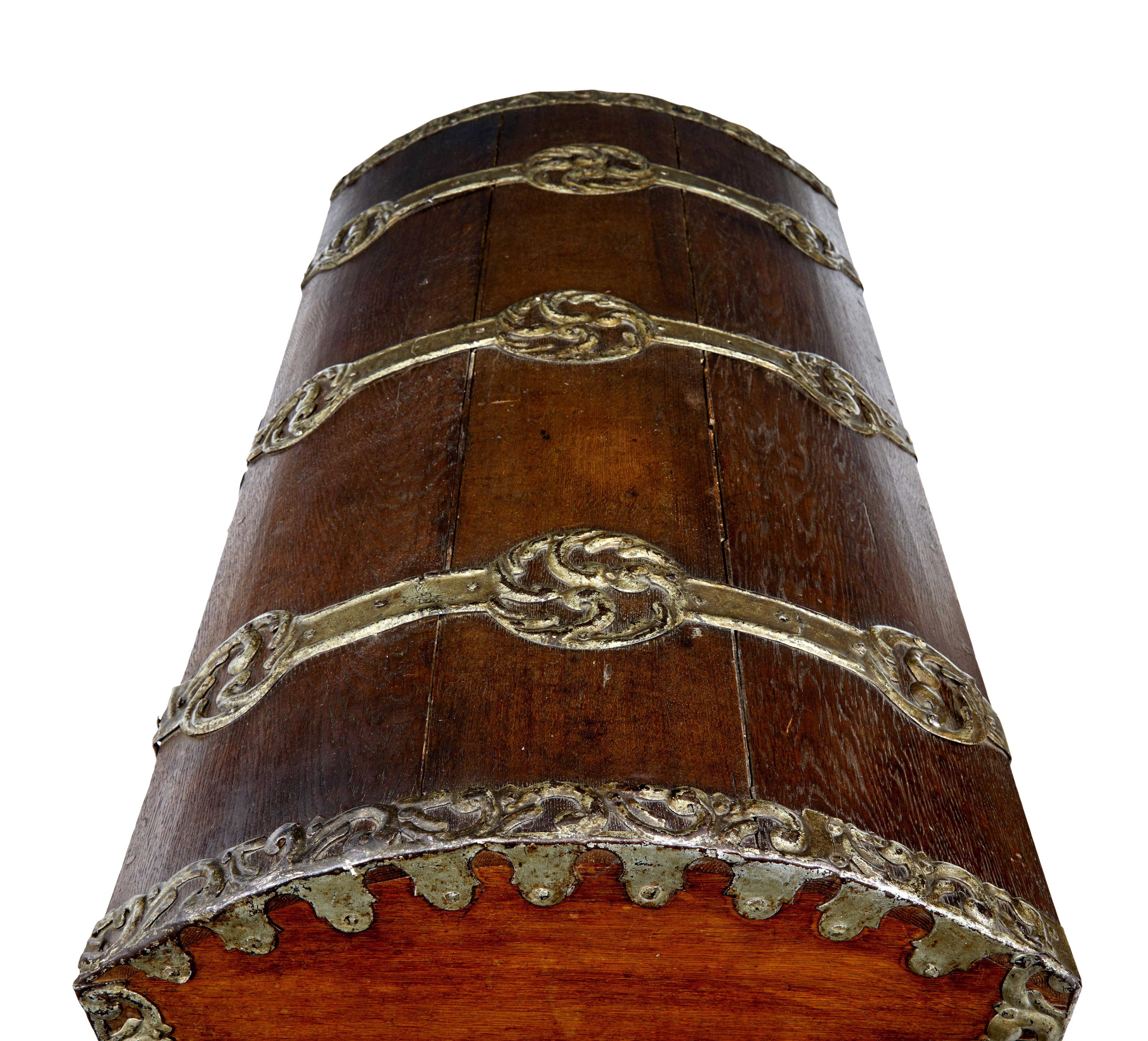 18th Century Oak and Metal Bound Trunk on Wheels 1