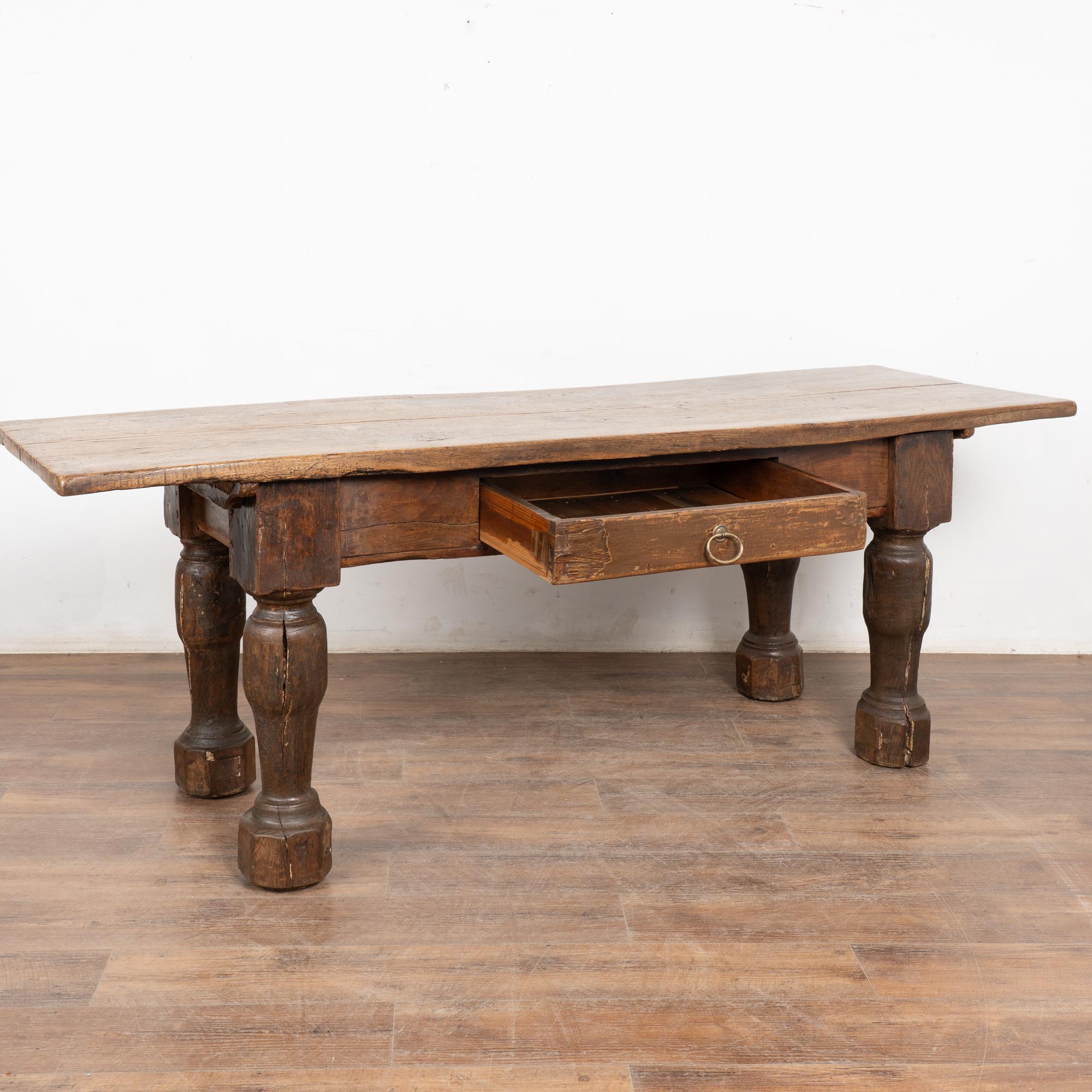 Danish 18th Century Oak Baroque Refectory Library Table, Denmark For Sale