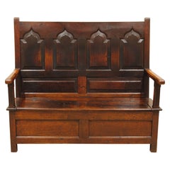 Antique 18th Century Oak Box Settle