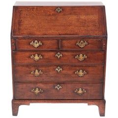 18th Century Oak Bureau with Original Brass Handles