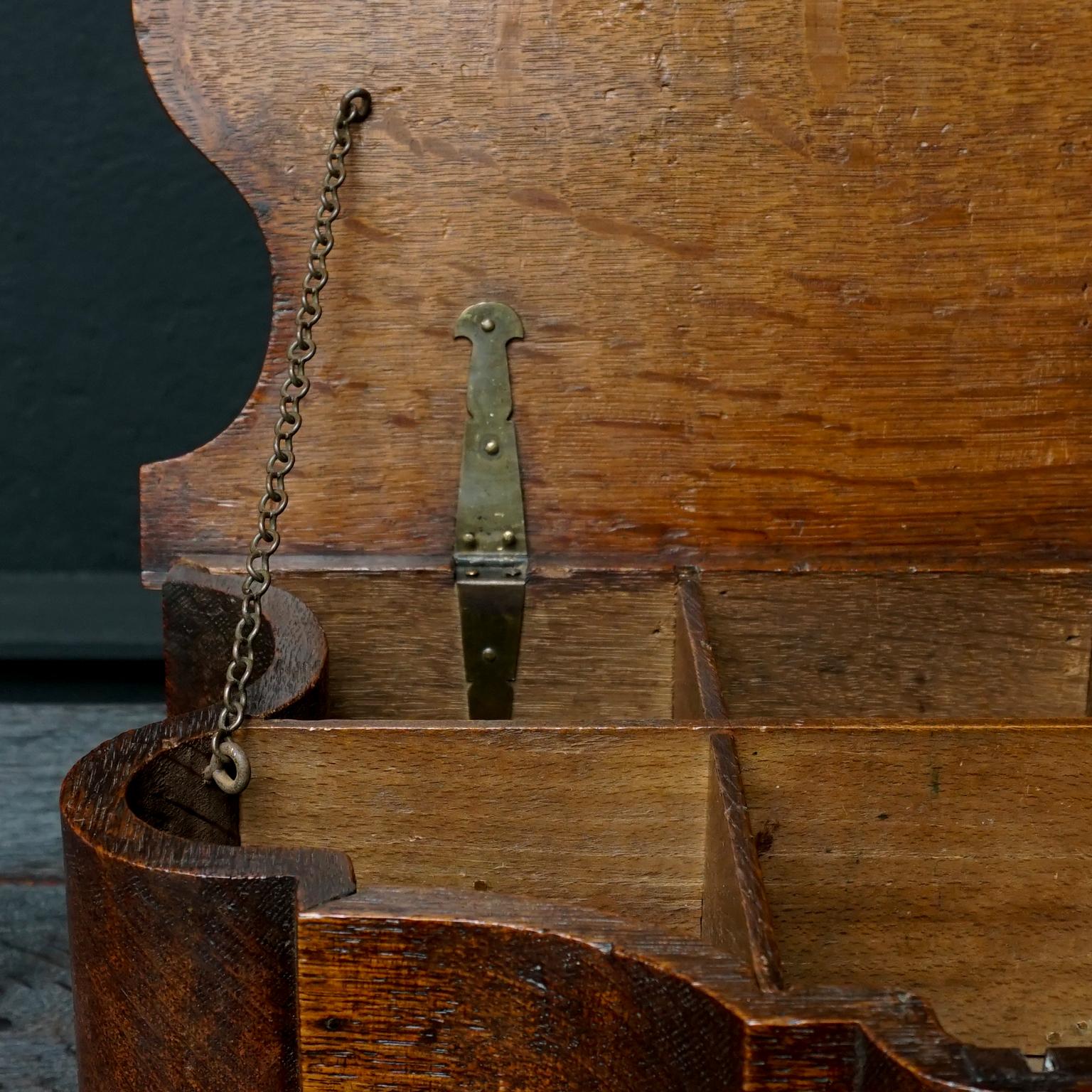 18th Century Dutch Oak Cartouche Shaped Box with Key For Sale 10