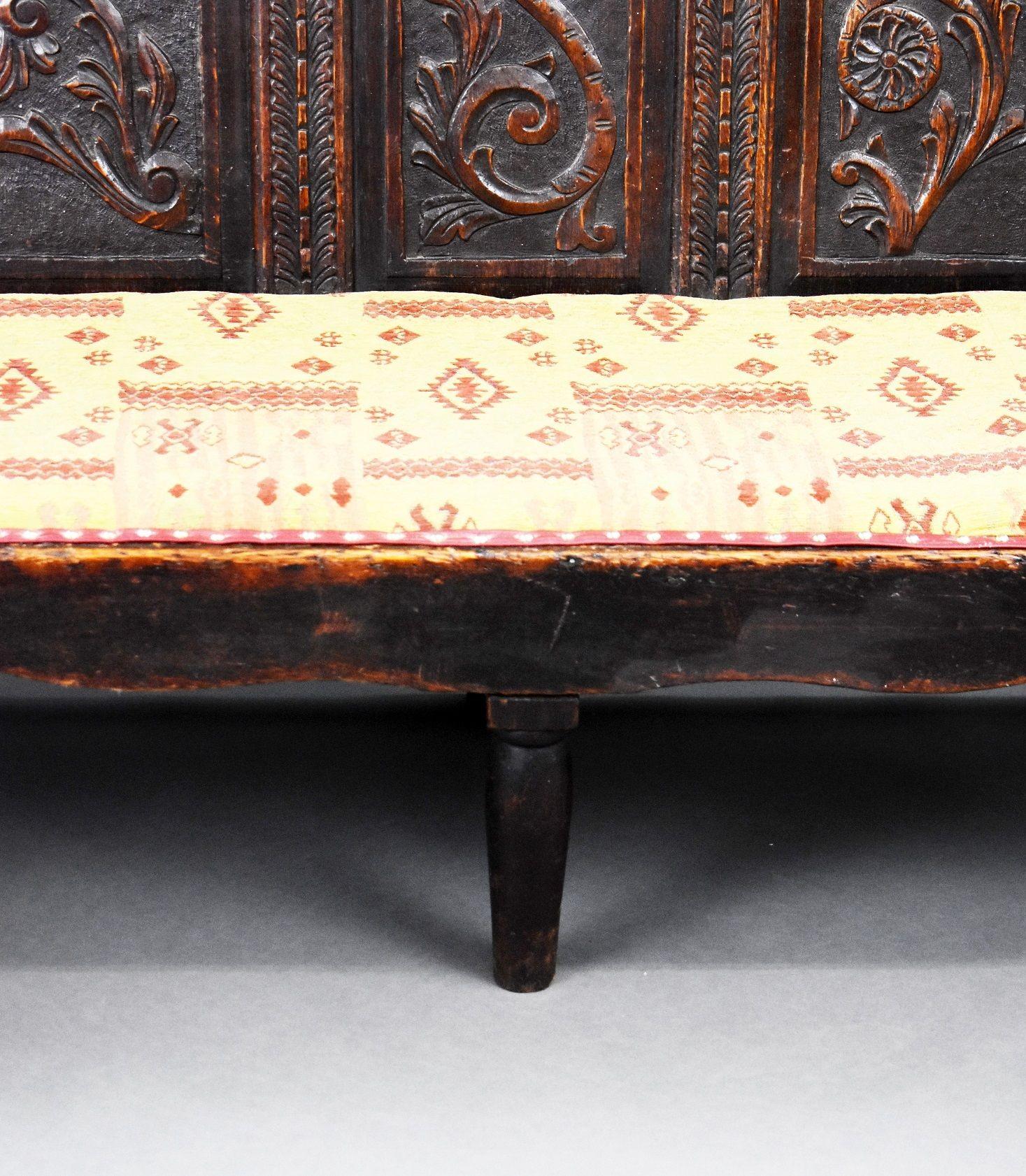 18th Century Oak Carved Settle/Bench For Sale 3