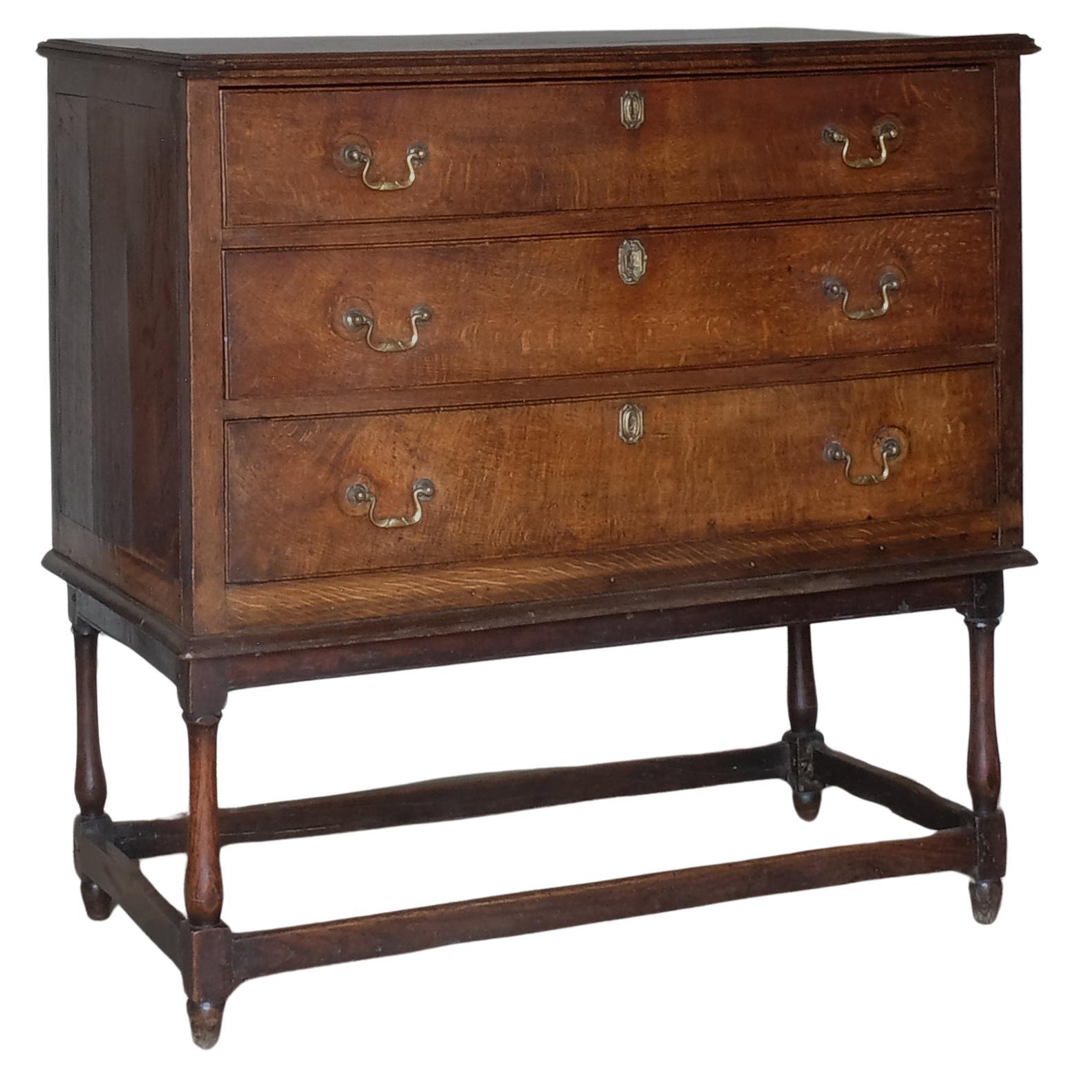 18th Century Oak Chest On Legs For Sale