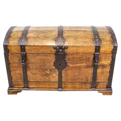 18th-Century Oak Chest with Iron Fittings