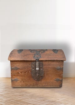18th Century Oak Chest with Wrought Iron