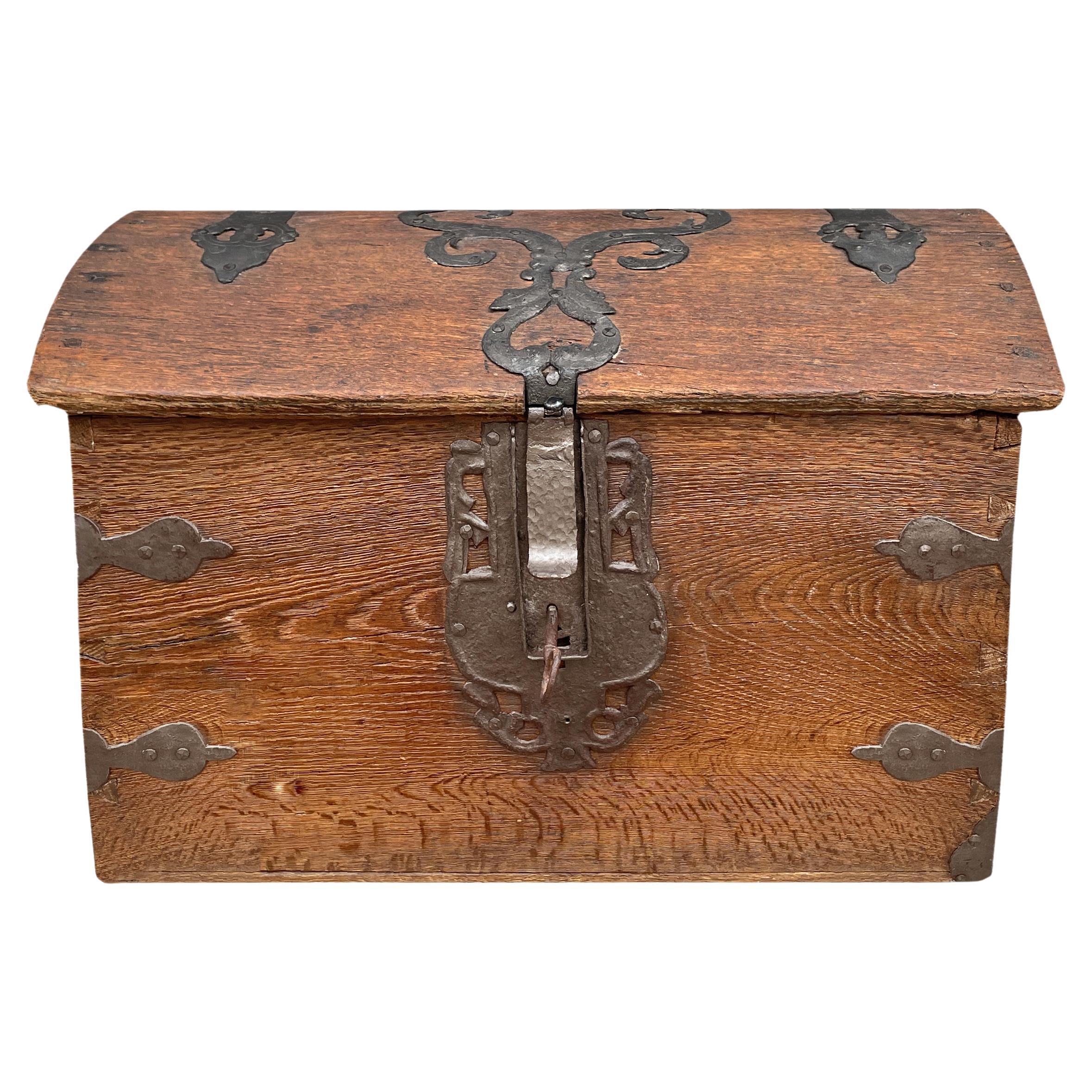 18th Century Oak Chest with Wrought Iron For Sale