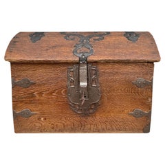 Antique 18th Century Oak Chest with Wrought Iron