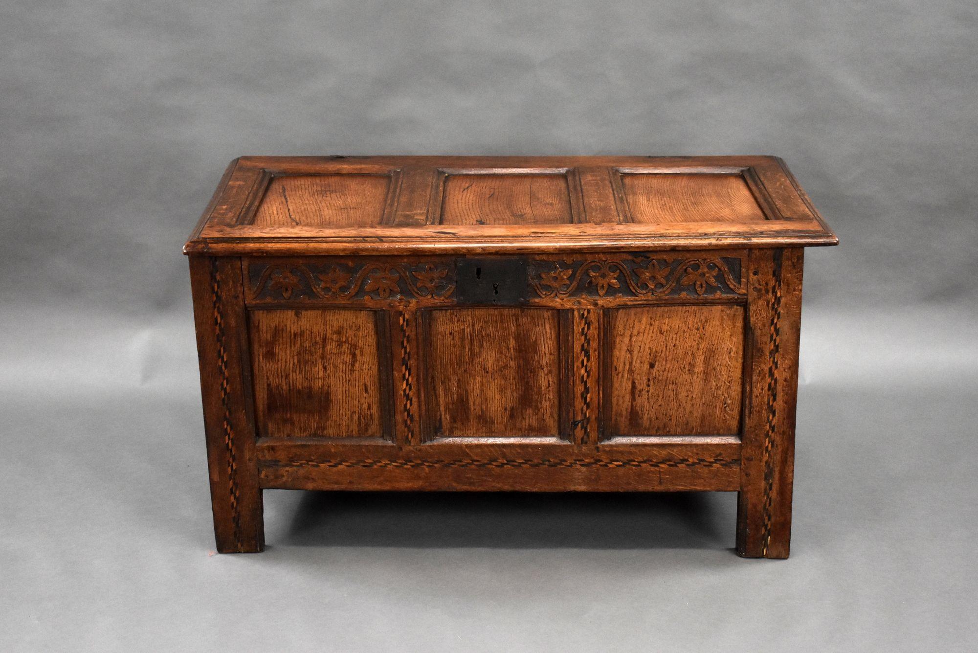 English 18th Century Oak Coffer For Sale