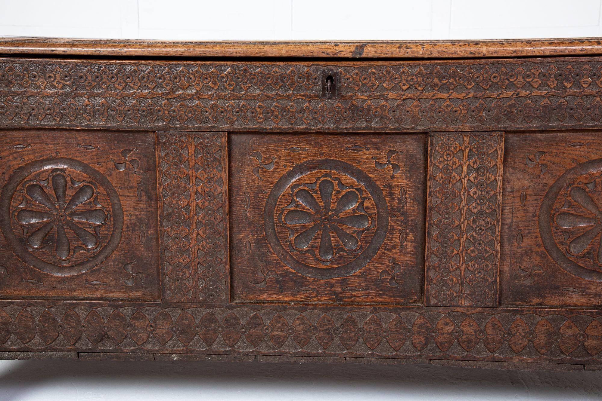 18th Century and Earlier 18th Century Oak Coffer For Sale