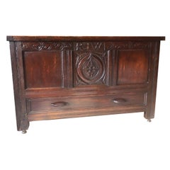Antique 18th Century Oak Coffer with Drawer