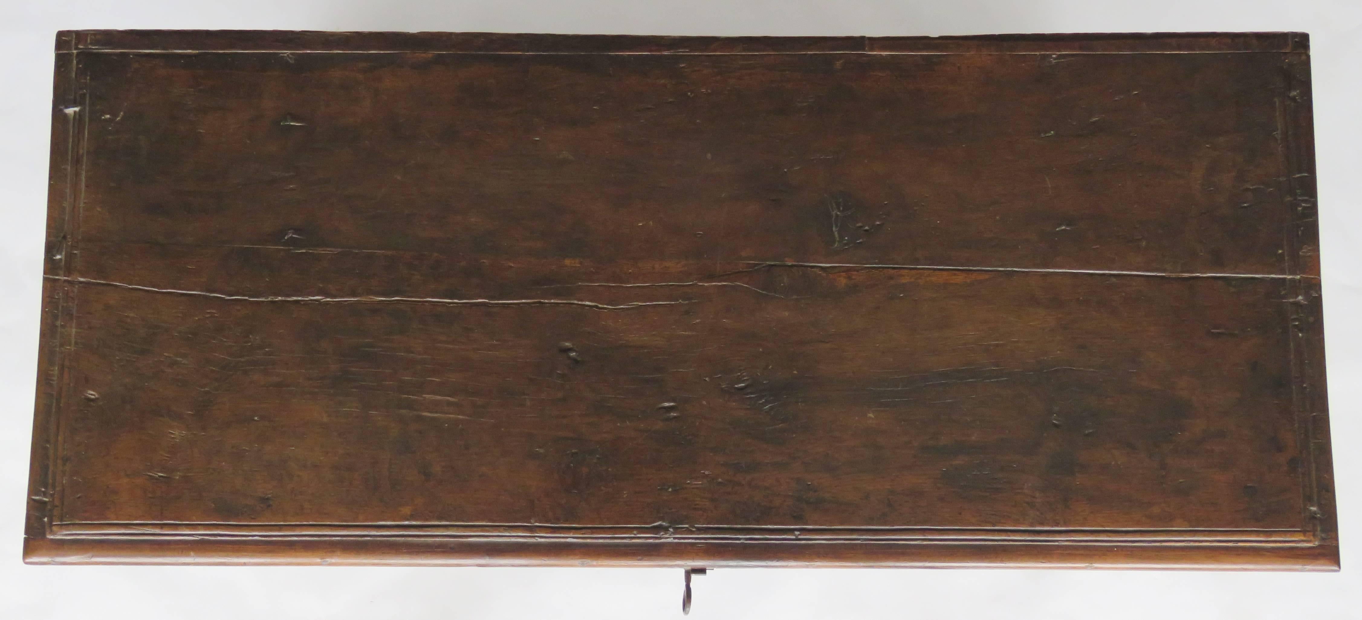 Baroque 18th Century Oak Coffer, Trunk, Chest of Arms For Sale
