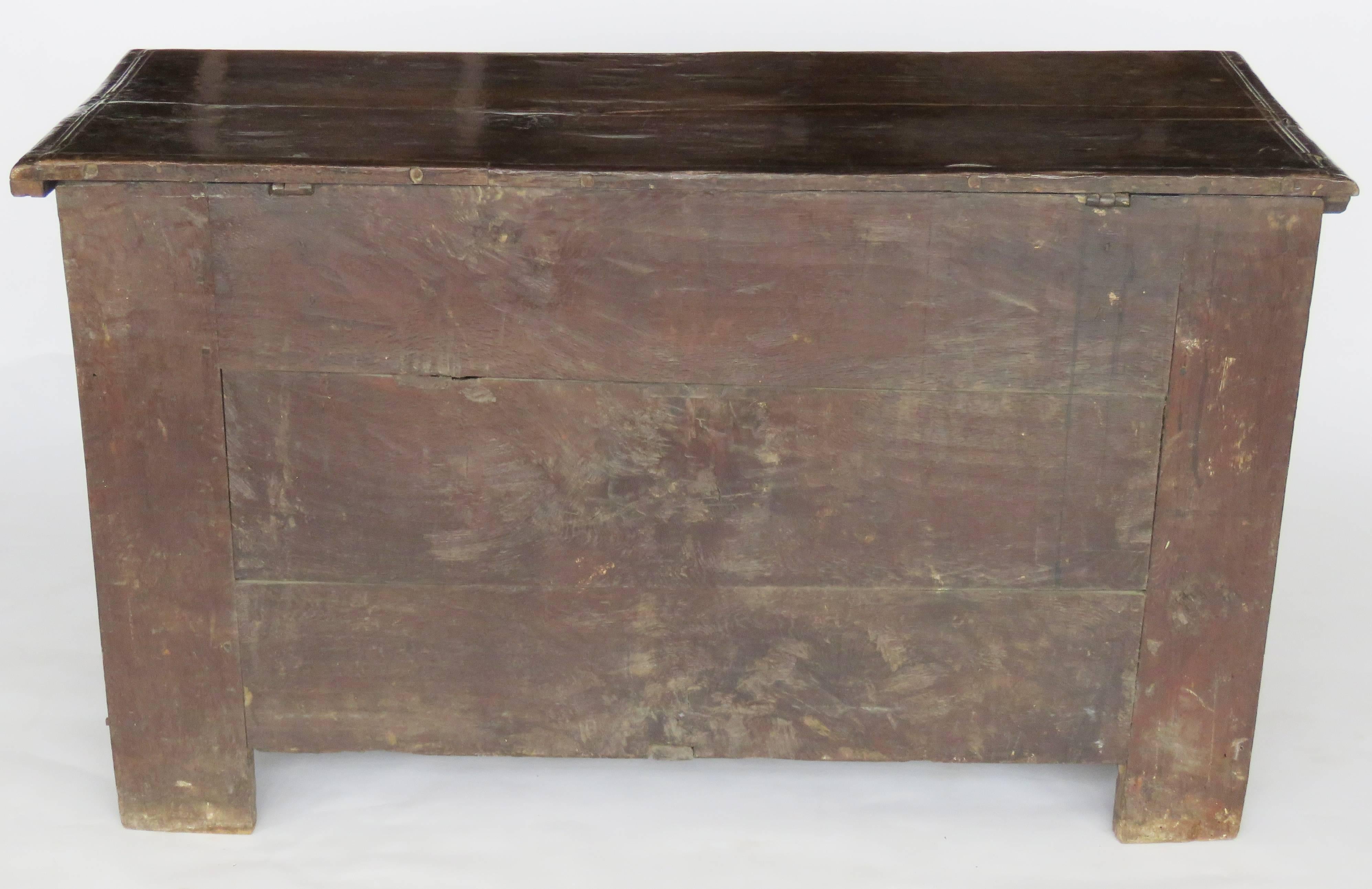 Wood 18th Century Oak Coffer, Trunk, Chest of Arms For Sale