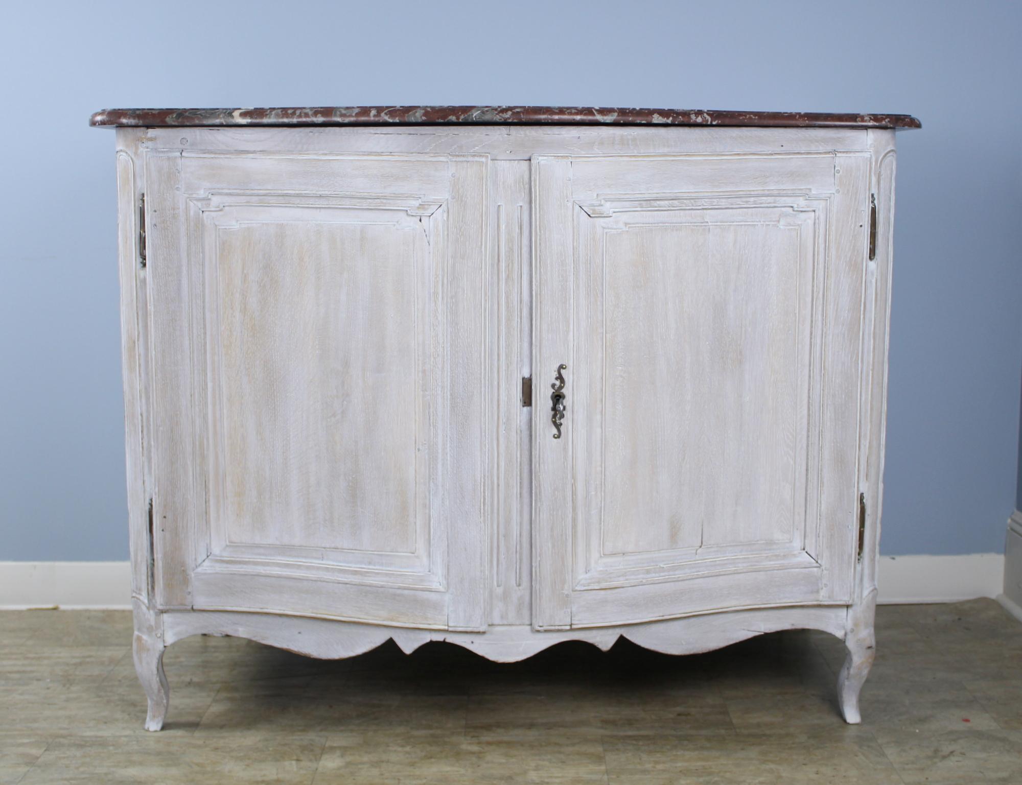 French 18th Century Oak Commode with Marble Top, Newly Painted For Sale