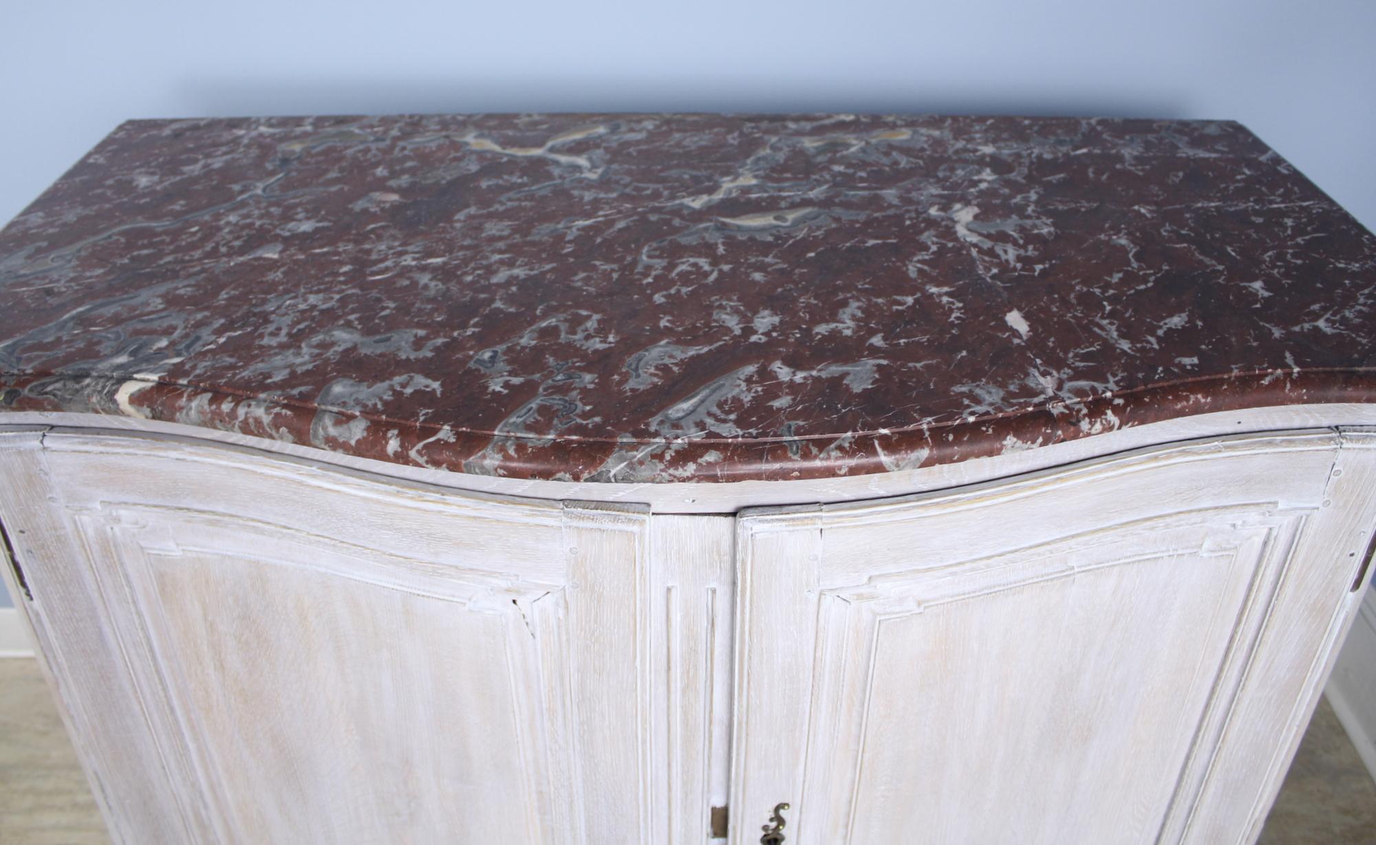 18th Century and Earlier 18th Century Oak Commode with Marble Top, Newly Painted For Sale