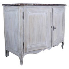 18th Century Oak Commode with Marble Top, Newly Painted