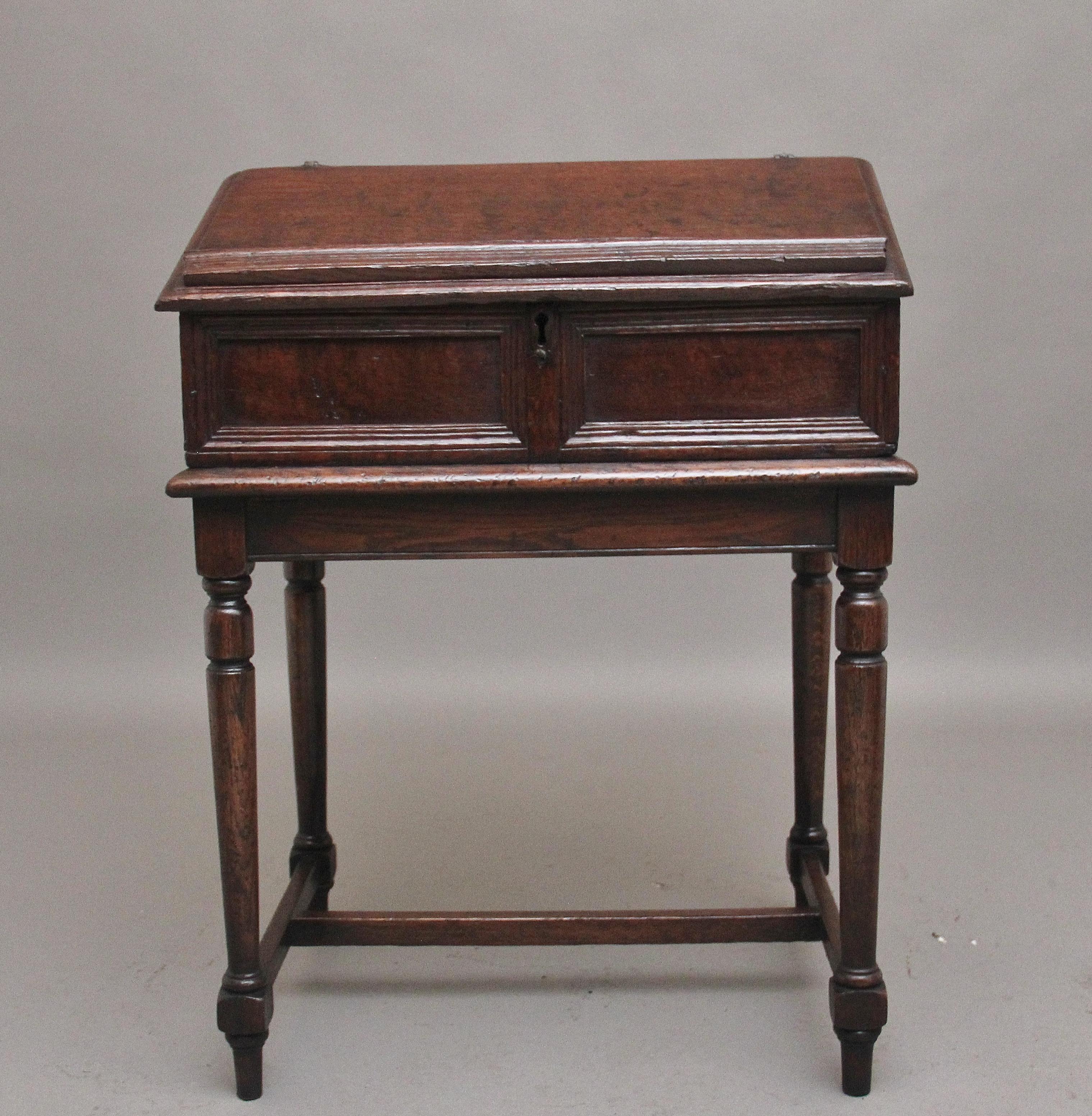 Georgian 18th Century oak desk on later stand For Sale