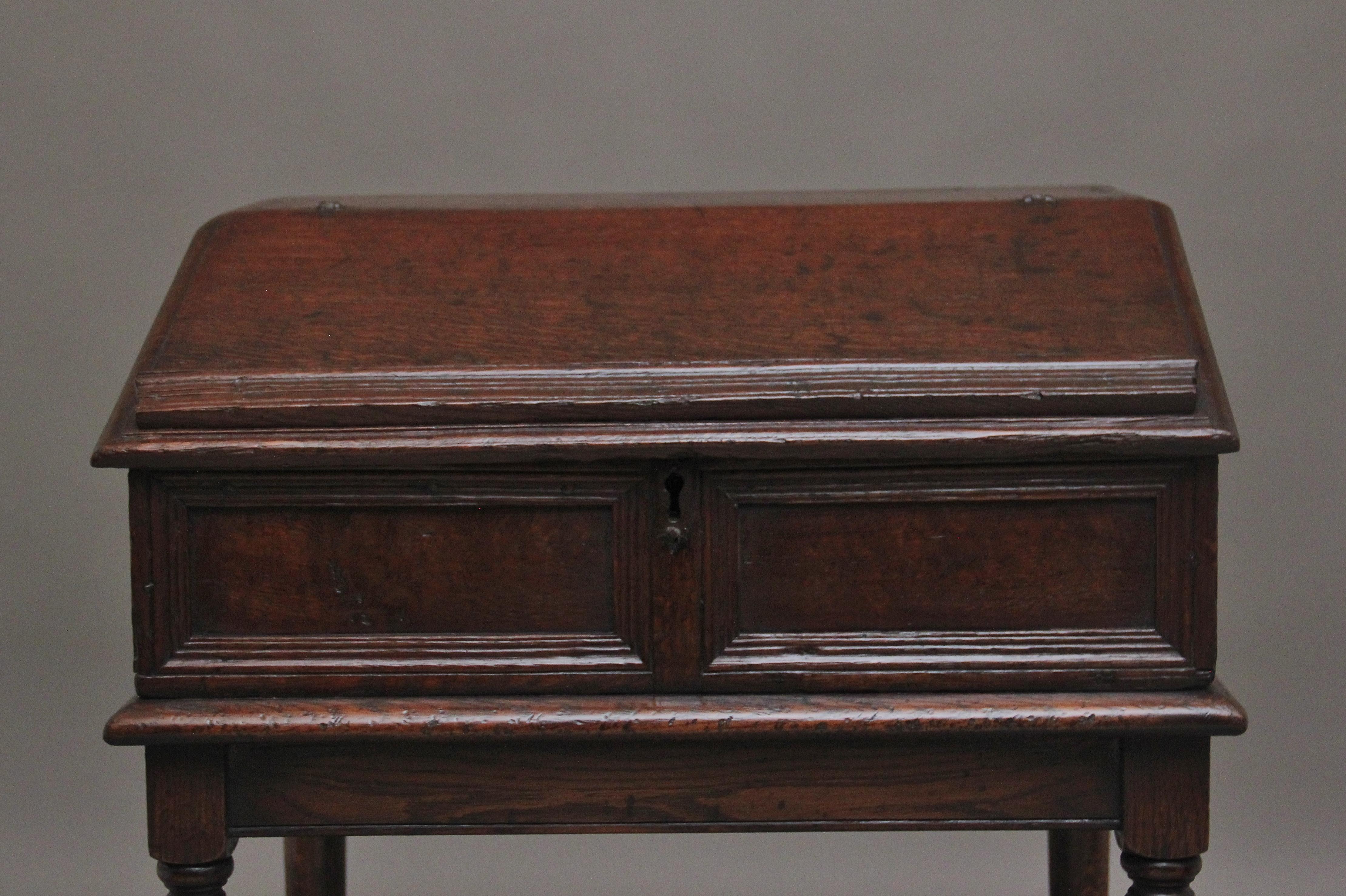British 18th Century oak desk on later stand For Sale