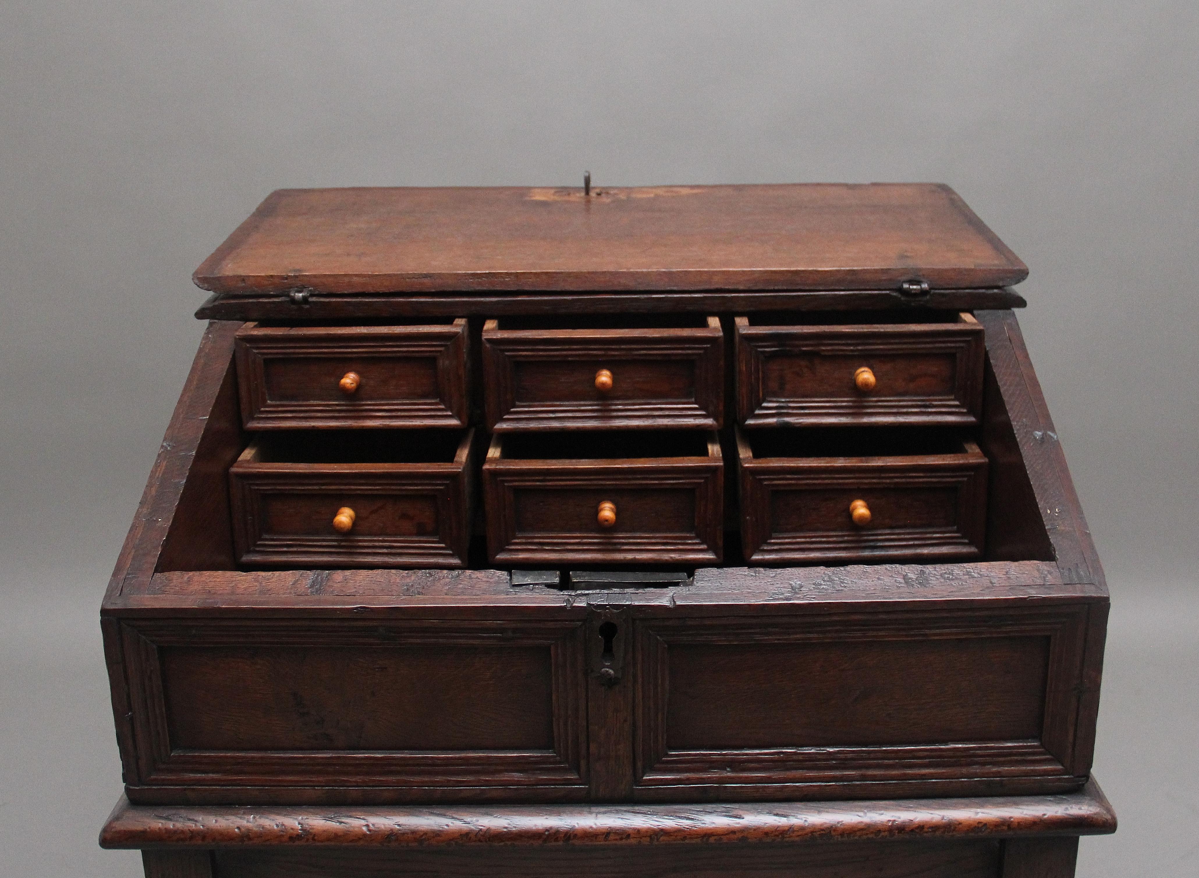Late 18th Century 18th Century oak desk on later stand For Sale
