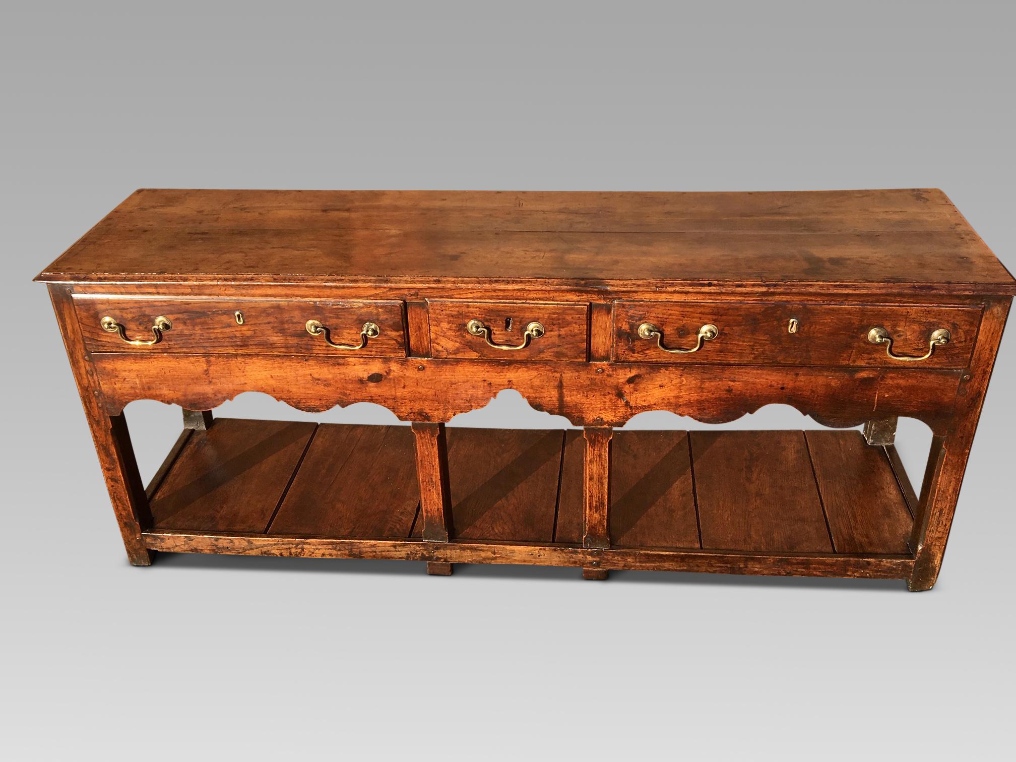 Hand-Crafted 18th Century Oak Dresser Base / Server