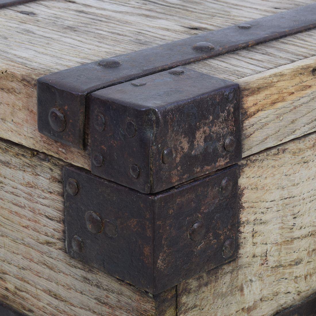 18th Century Oak French Silver Chest Strongbox For Sale 9
