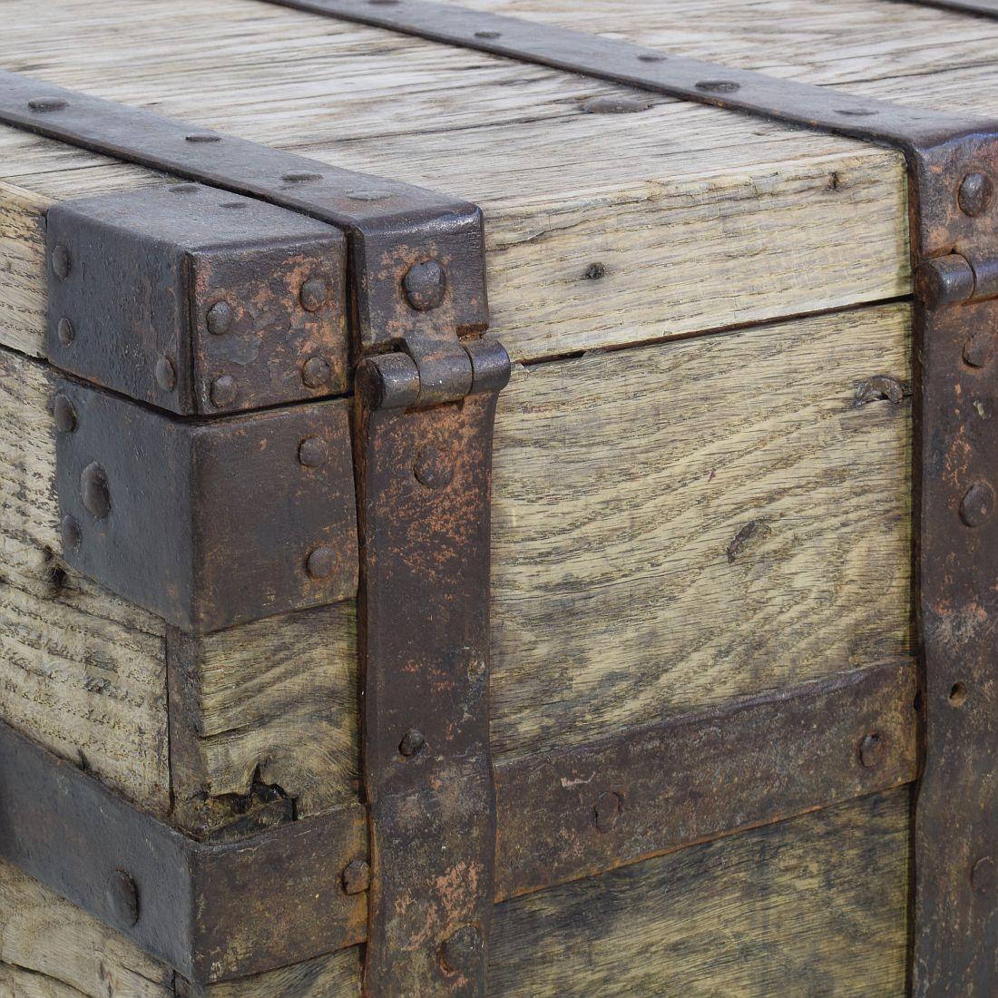 18th Century Oak French Silver Chest Strongbox For Sale 12