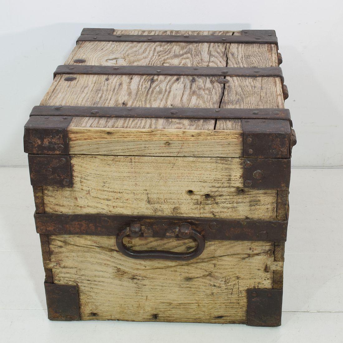 18th Century and Earlier 18th Century Oak French Silver Chest Strongbox For Sale