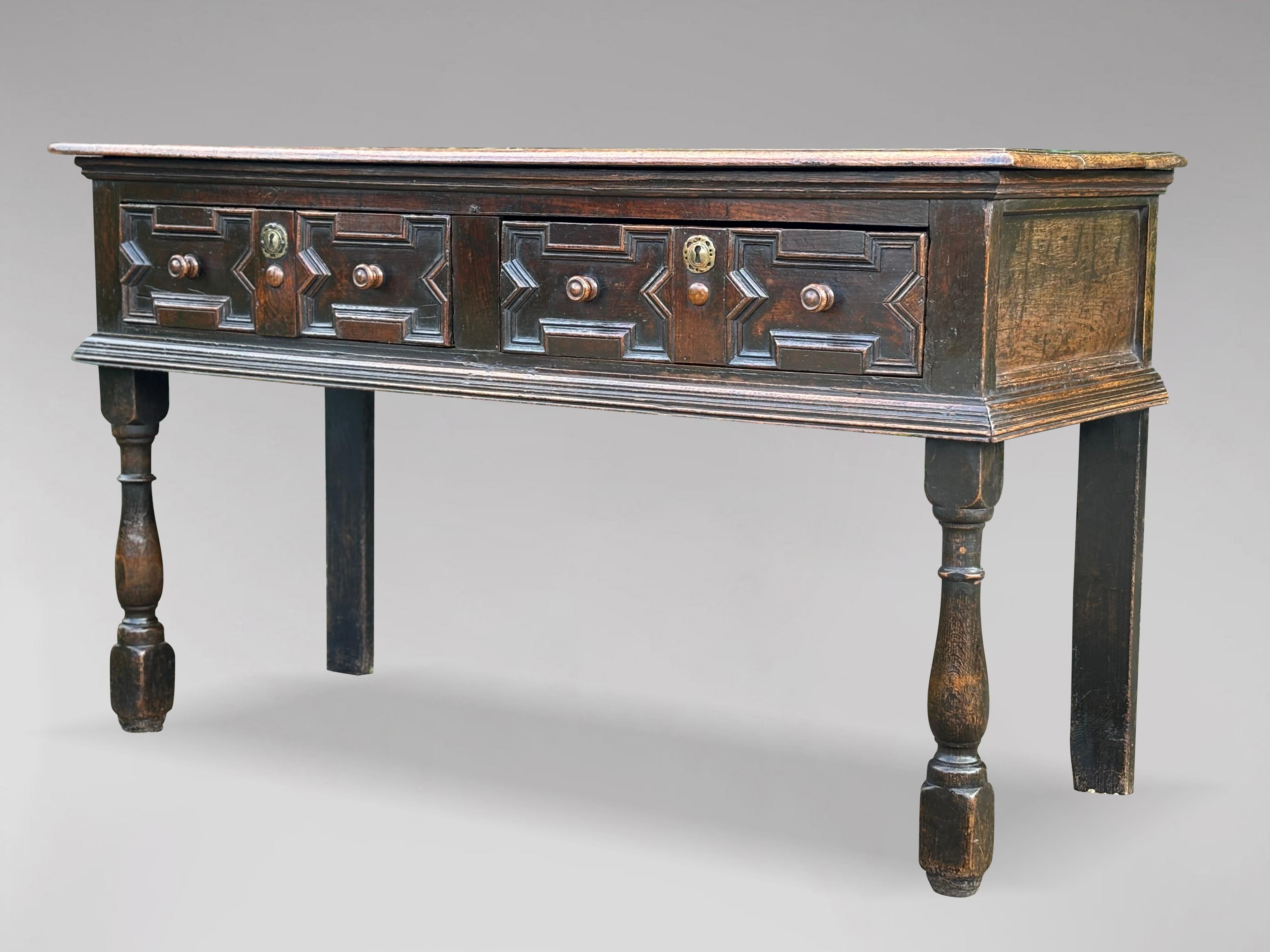 British 18th Century Oak Geometric Dresser For Sale