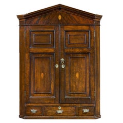 Antique 18th Century Oak Hanging Corner Cupboard