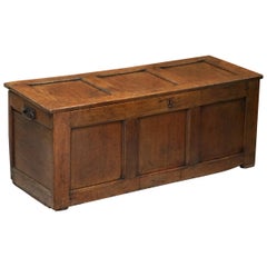 18ème siècle Chêne Kist Chest Trunk Coffer sculpté à la main Panneaux massifs Lovely Patina