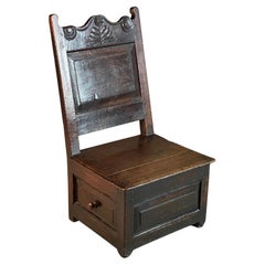 18th century oak lambing chair with drawer