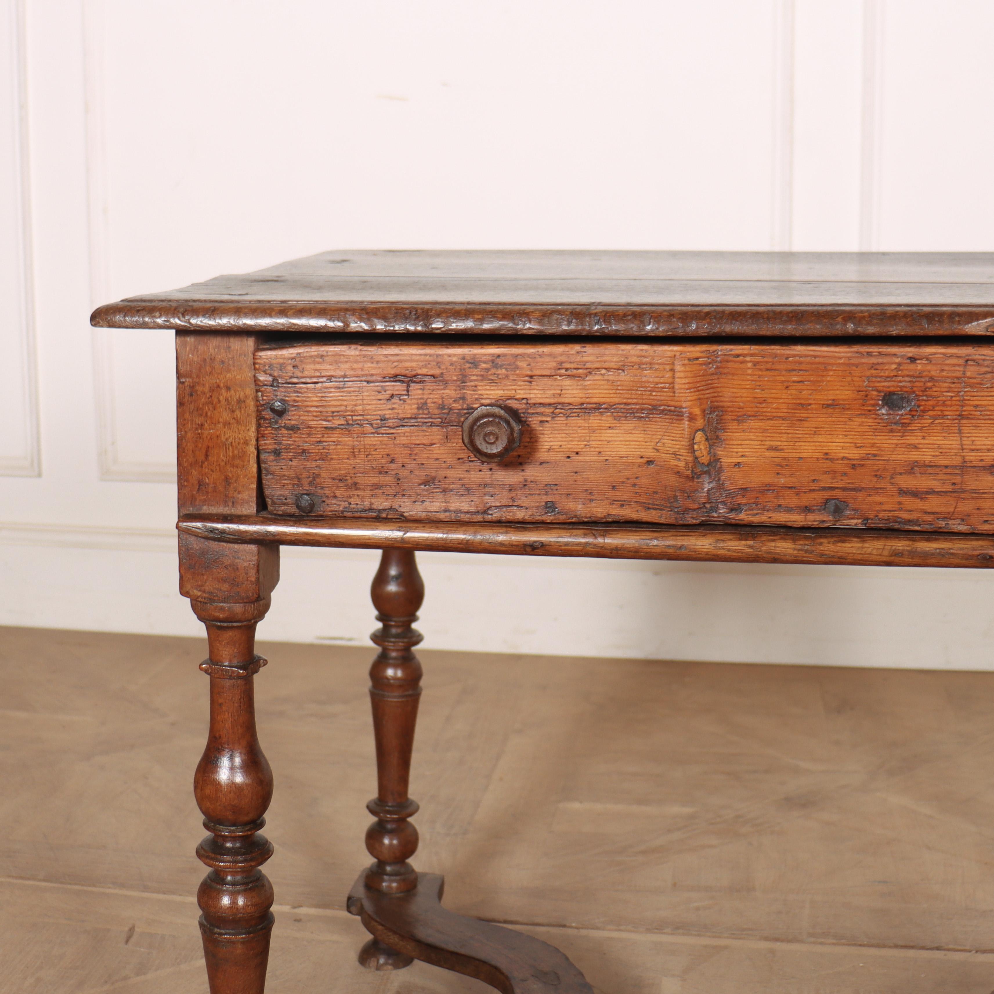Früher Beistelltisch / Lampentisch aus Eiche des 18. Jahrhunderts mit einer Schublade, gedrechselten Beinen und einer geformten Bahre. 1740.

Interne Referenz: H.

Code: 8600

Abmessungen:
B: 33,5