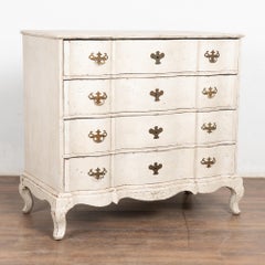 18th Century Oak Large White Chest of Four Drawers, Denmark