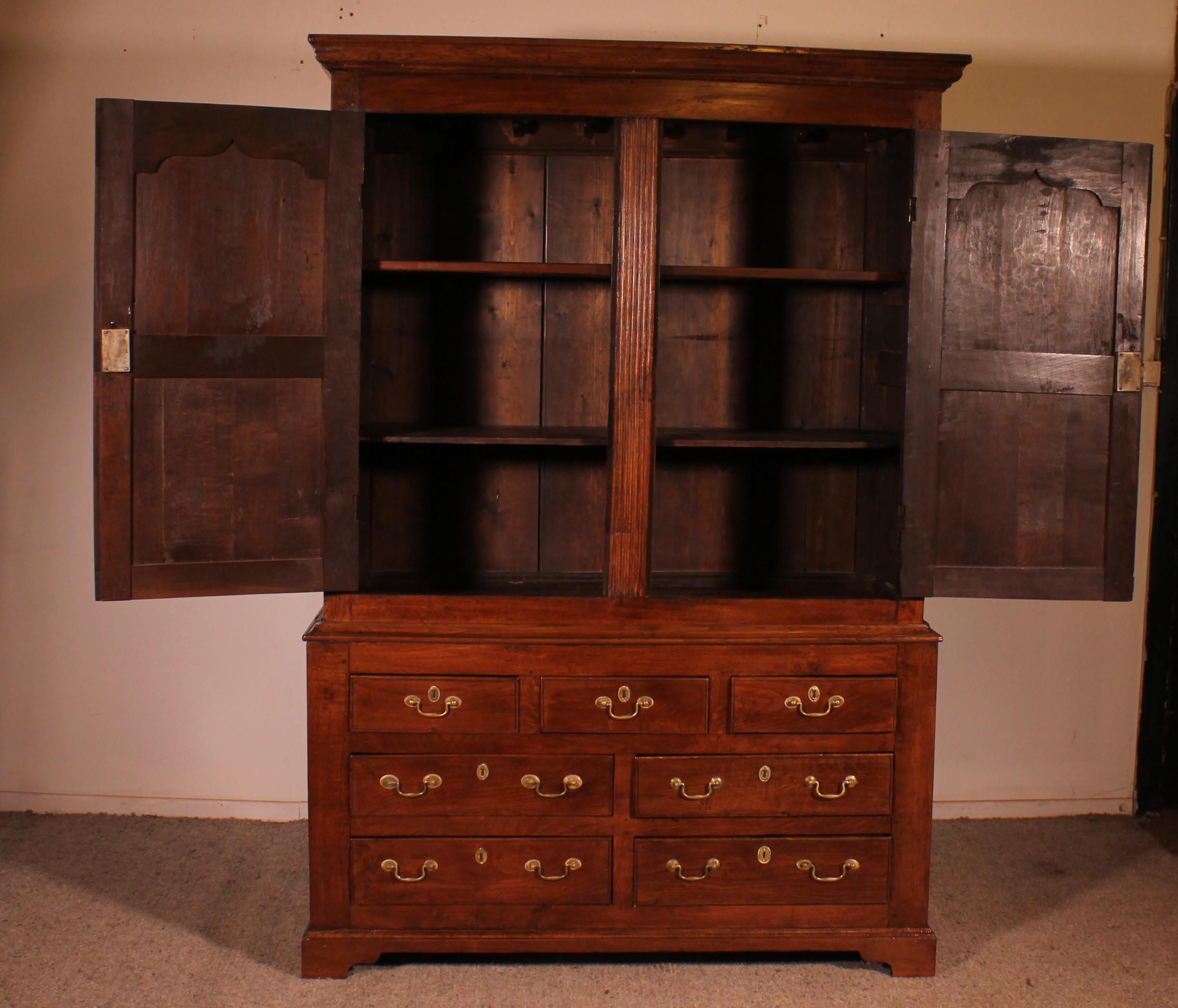 Britannico Pressa per il lino in Oak del XVIII secolo in vendita