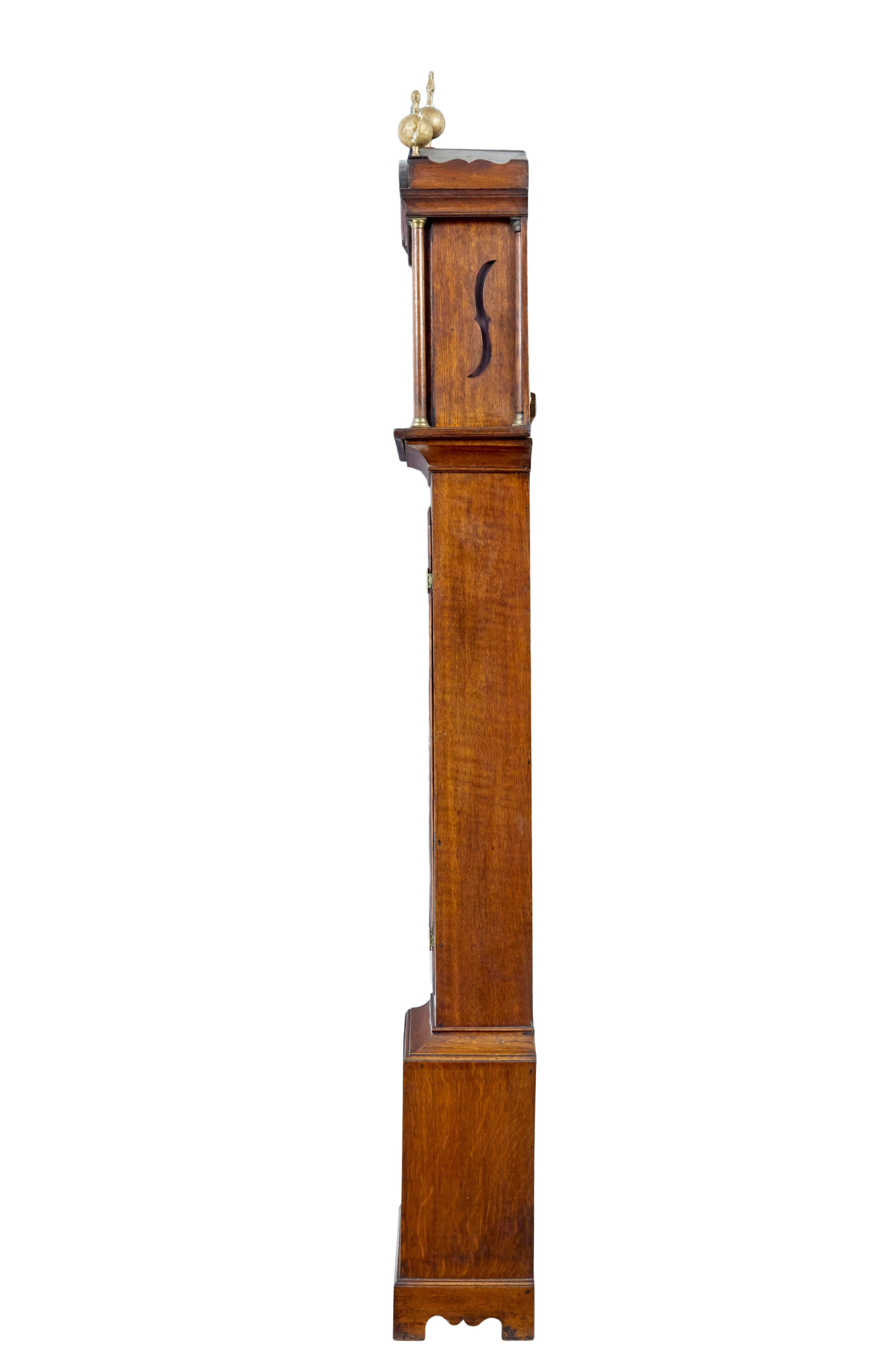 Georgian 18th Century oak longcase clock by james draycot wells For Sale