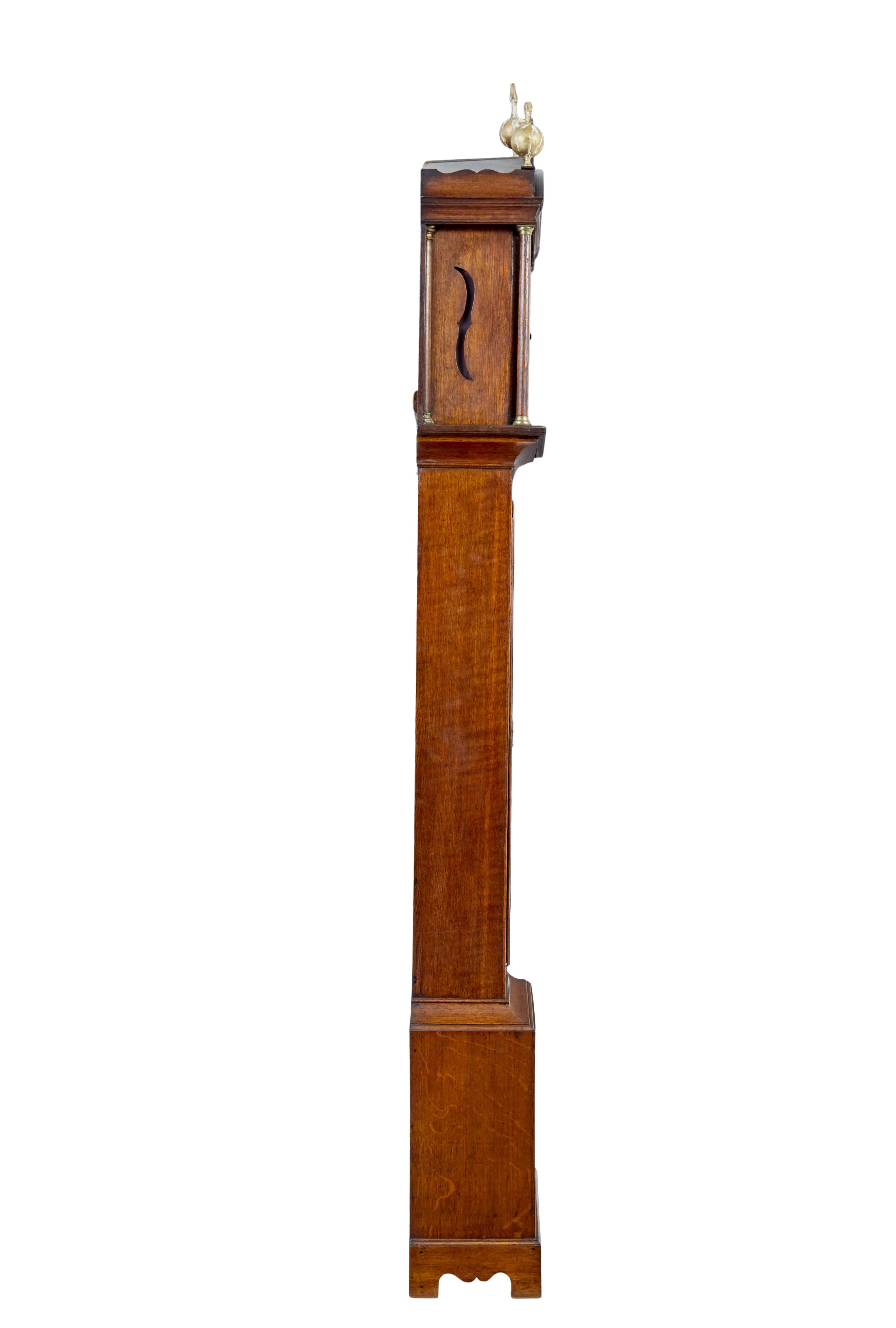 Hand-Carved 18th Century oak longcase clock by james draycot wells For Sale