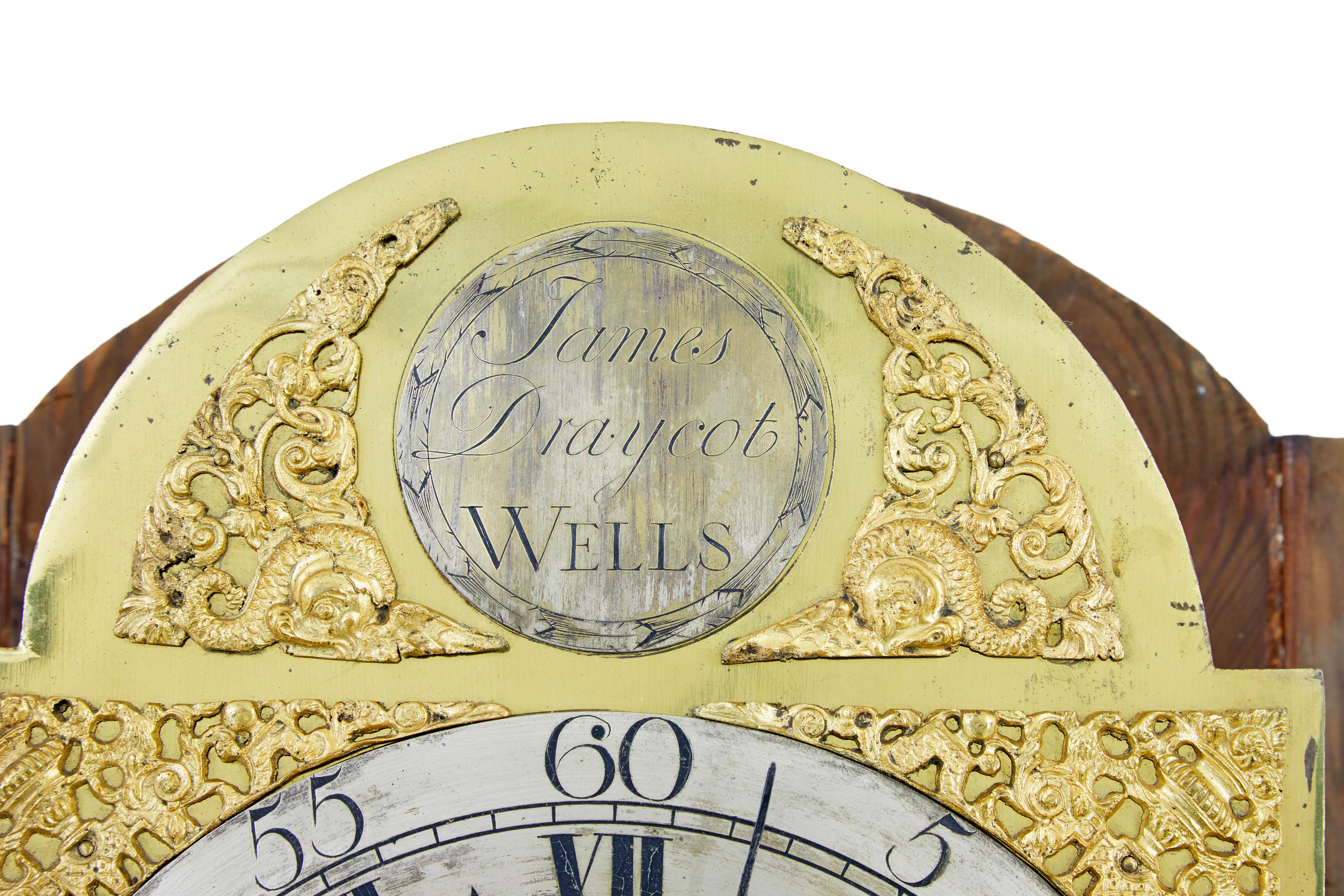 18th Century oak longcase clock by james draycot wells For Sale 1
