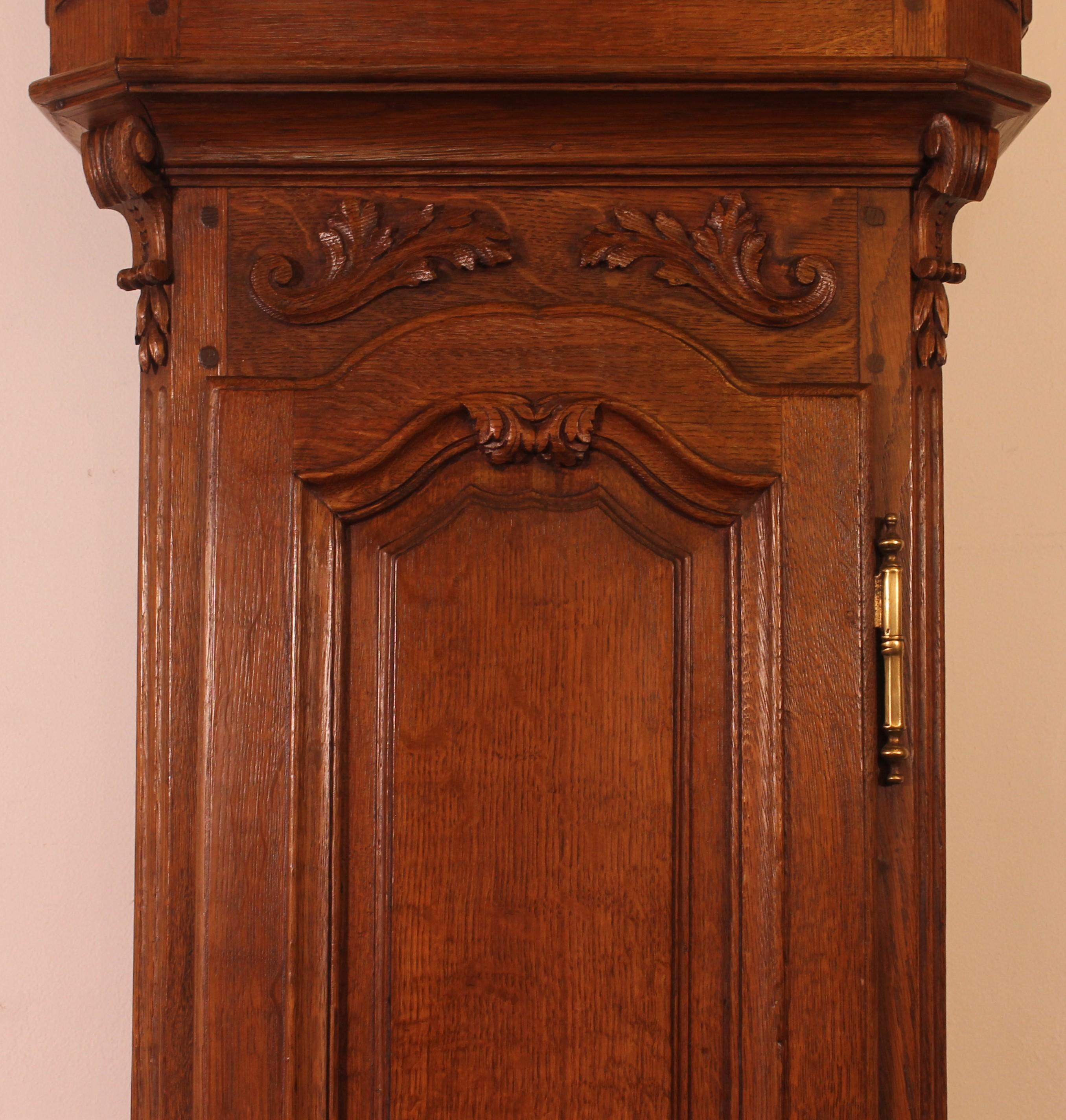 18th Century Oak Longcase Clock From Belgium In Good Condition For Sale In Brussels, Brussels