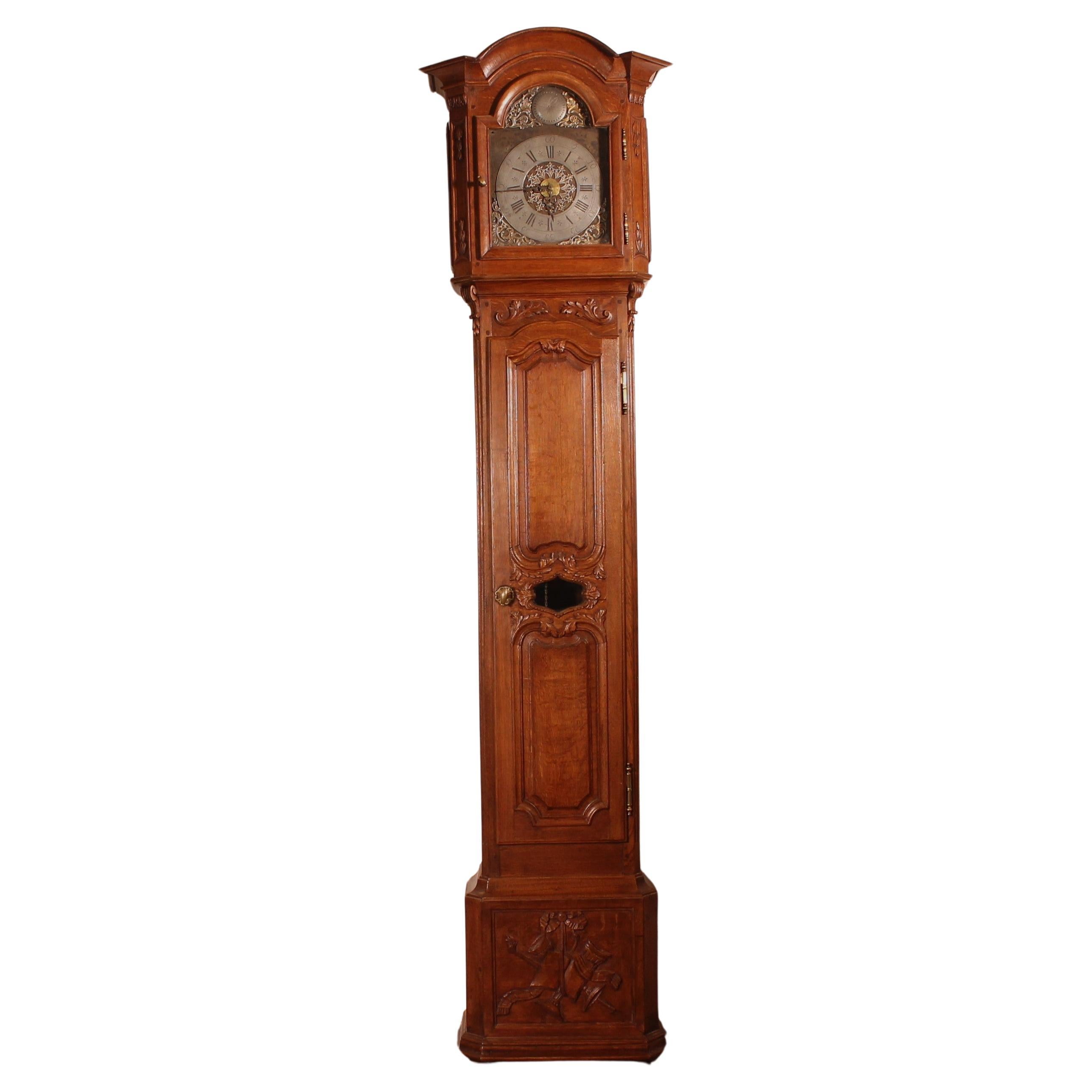 18th Century Oak Longcase Clock From Belgium