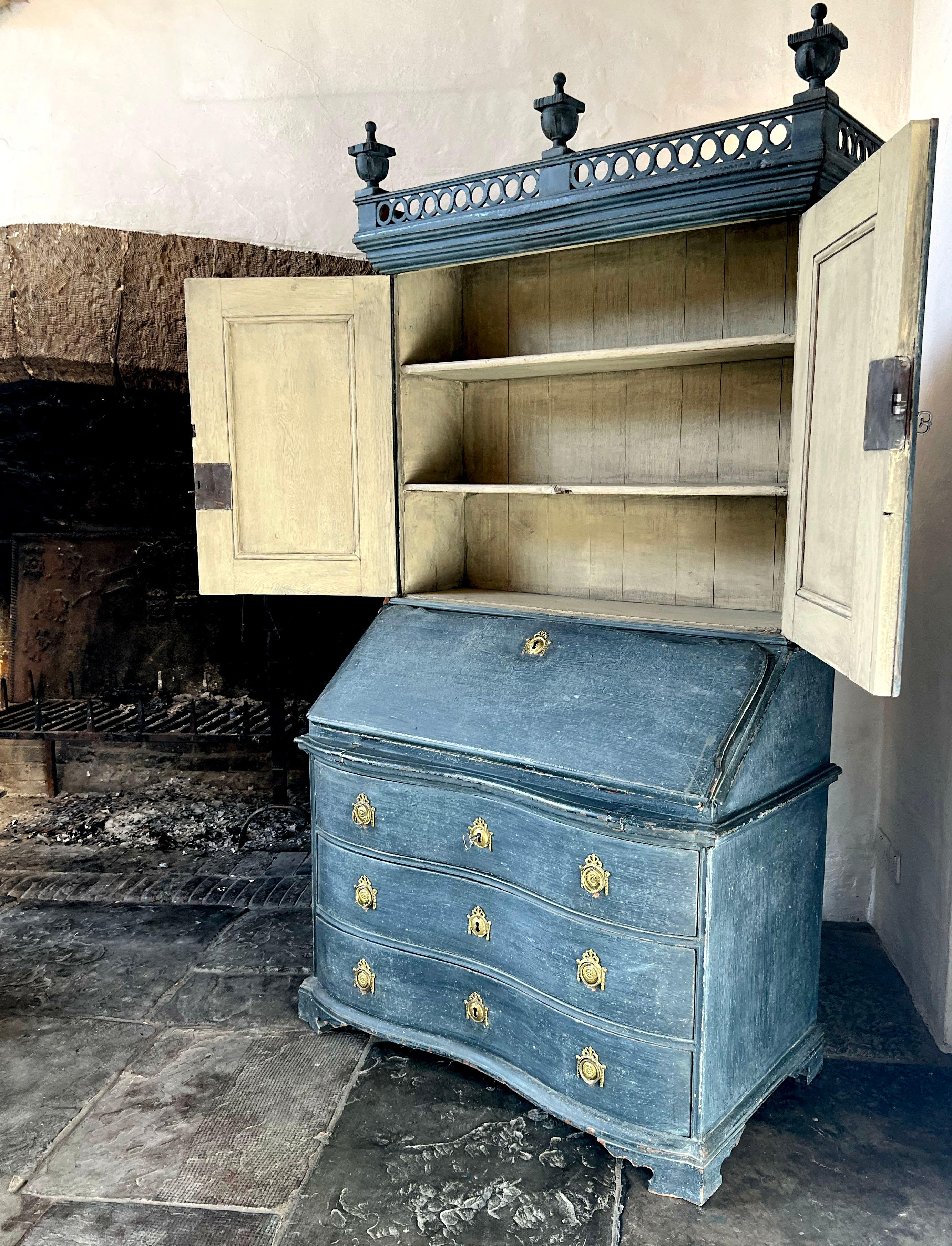 Danish 18th Century Oak Painted Bureau For Sale