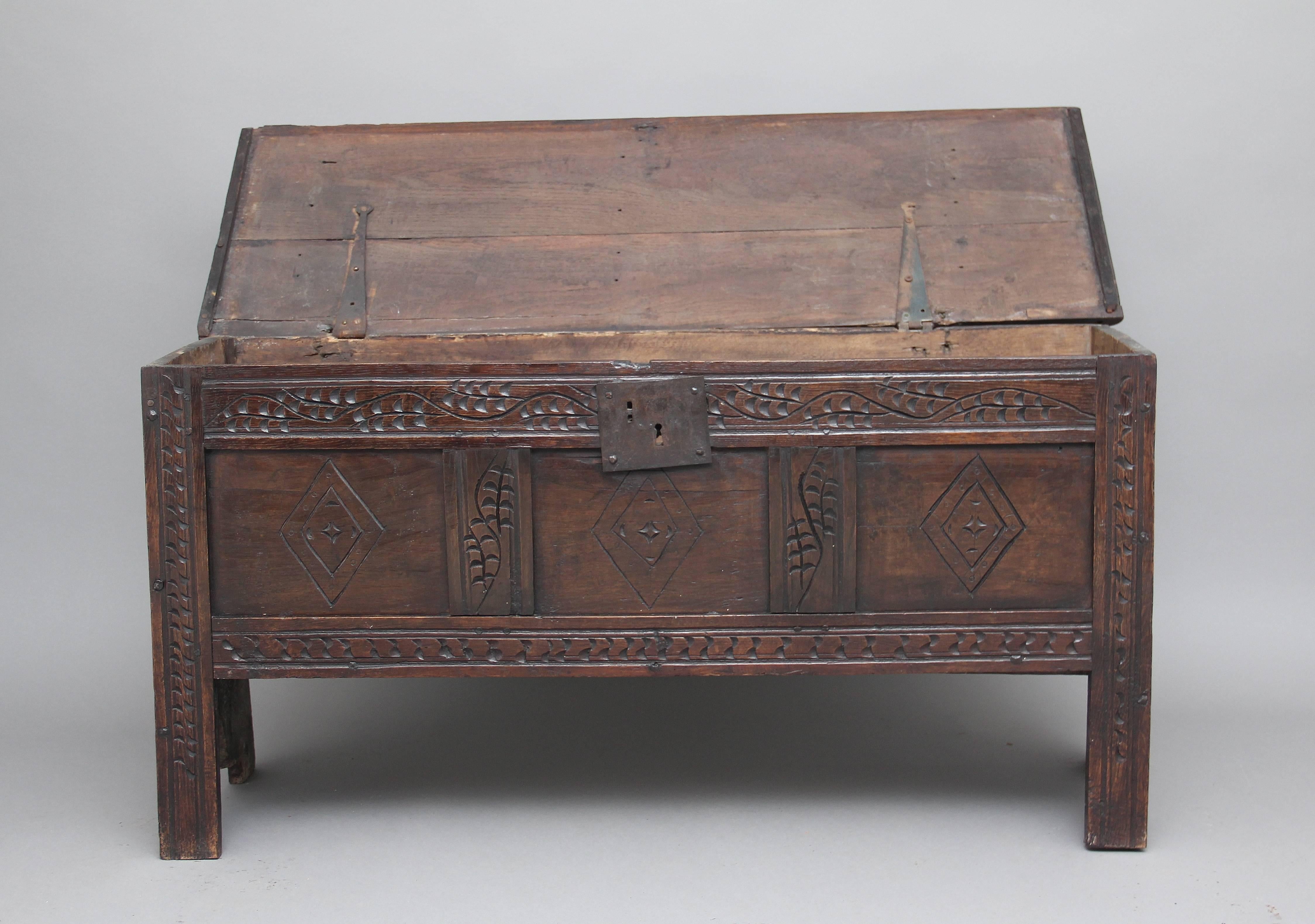 18th Century Oak Plank Coffer 1