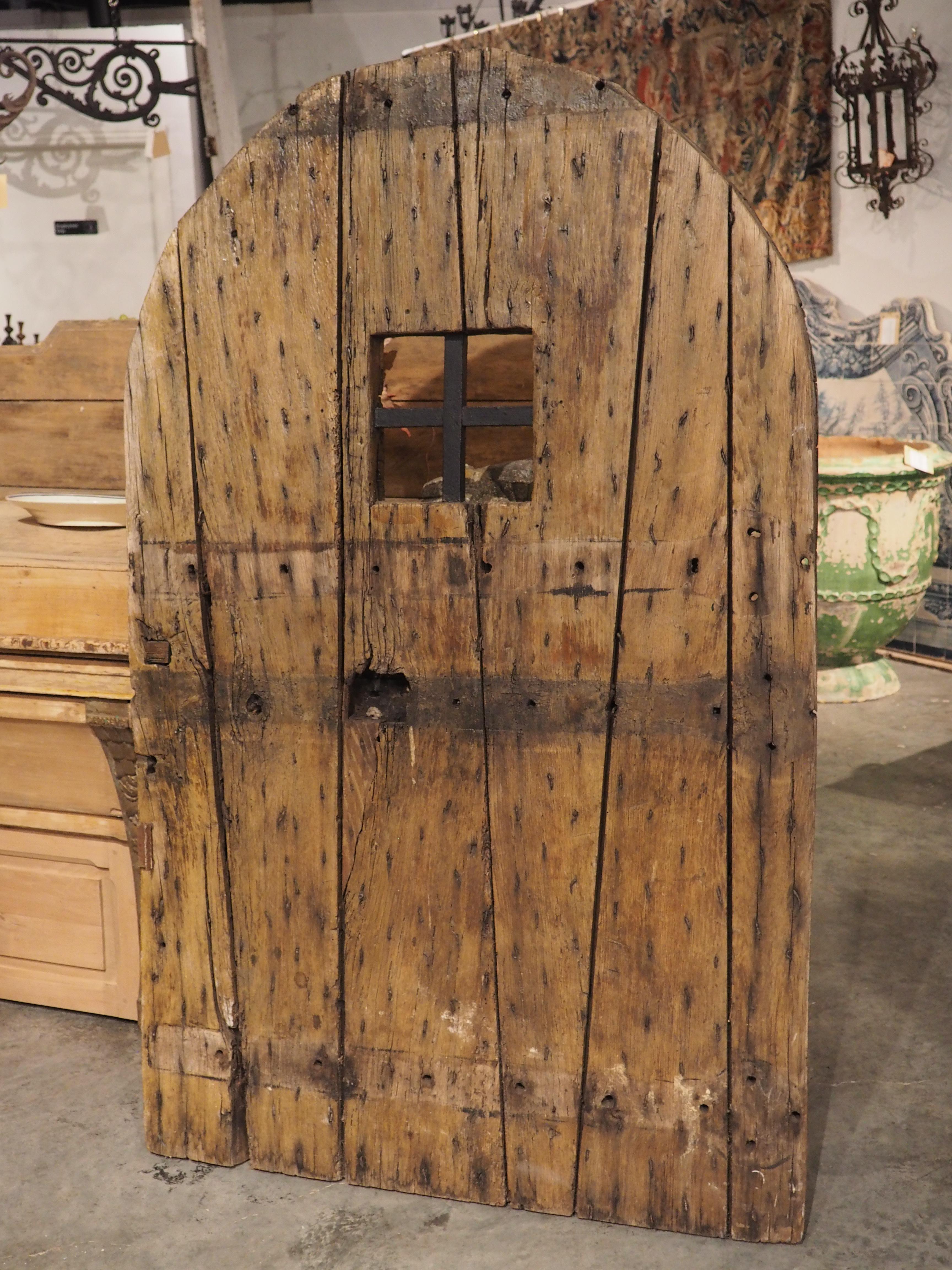 Hand-Carved 18th Century Oak Porte Cachot Prison Door from Romans-Sur-Isere, France For Sale