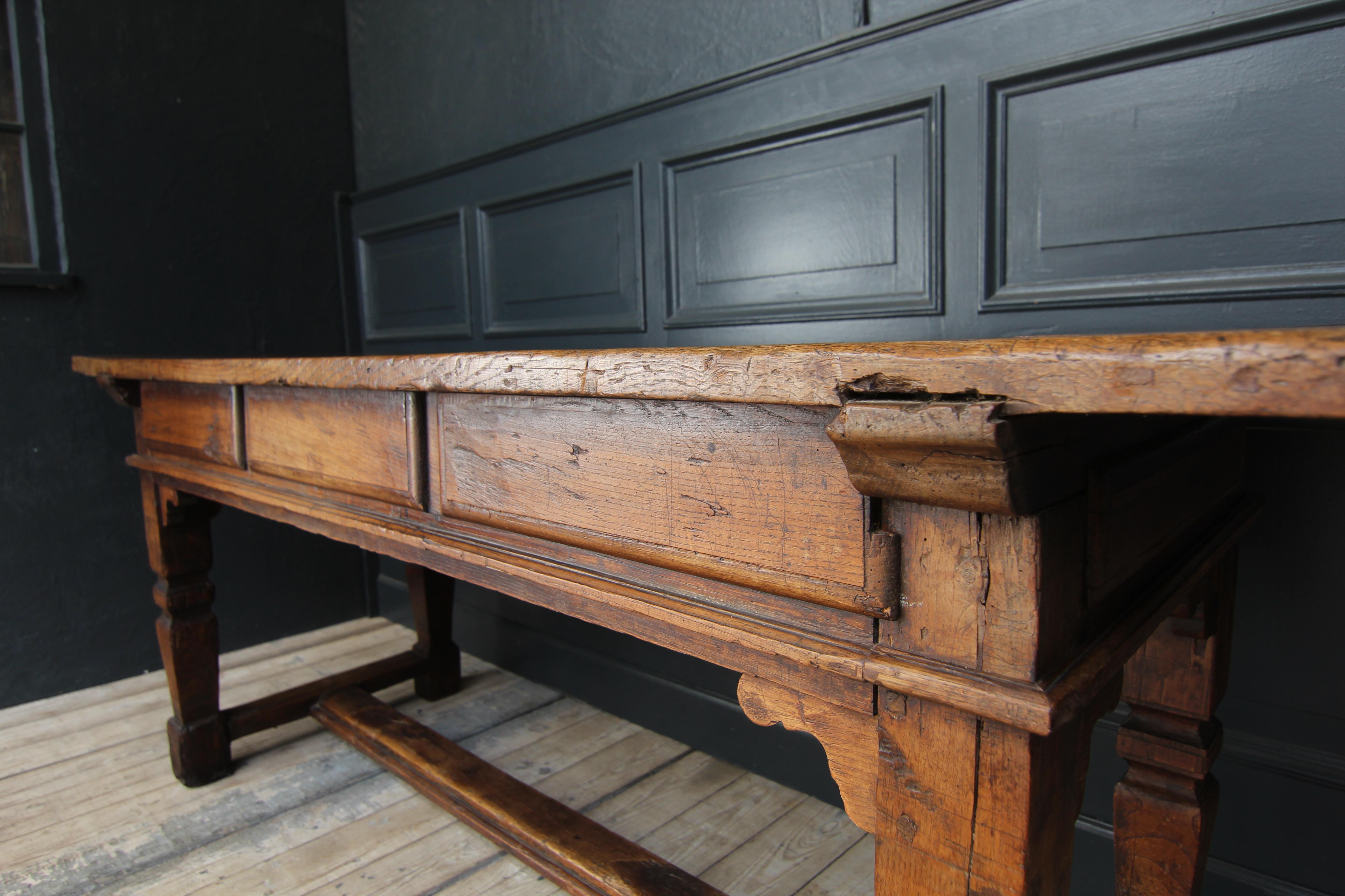 Hand-Carved 18th Century Oak Refectory Table