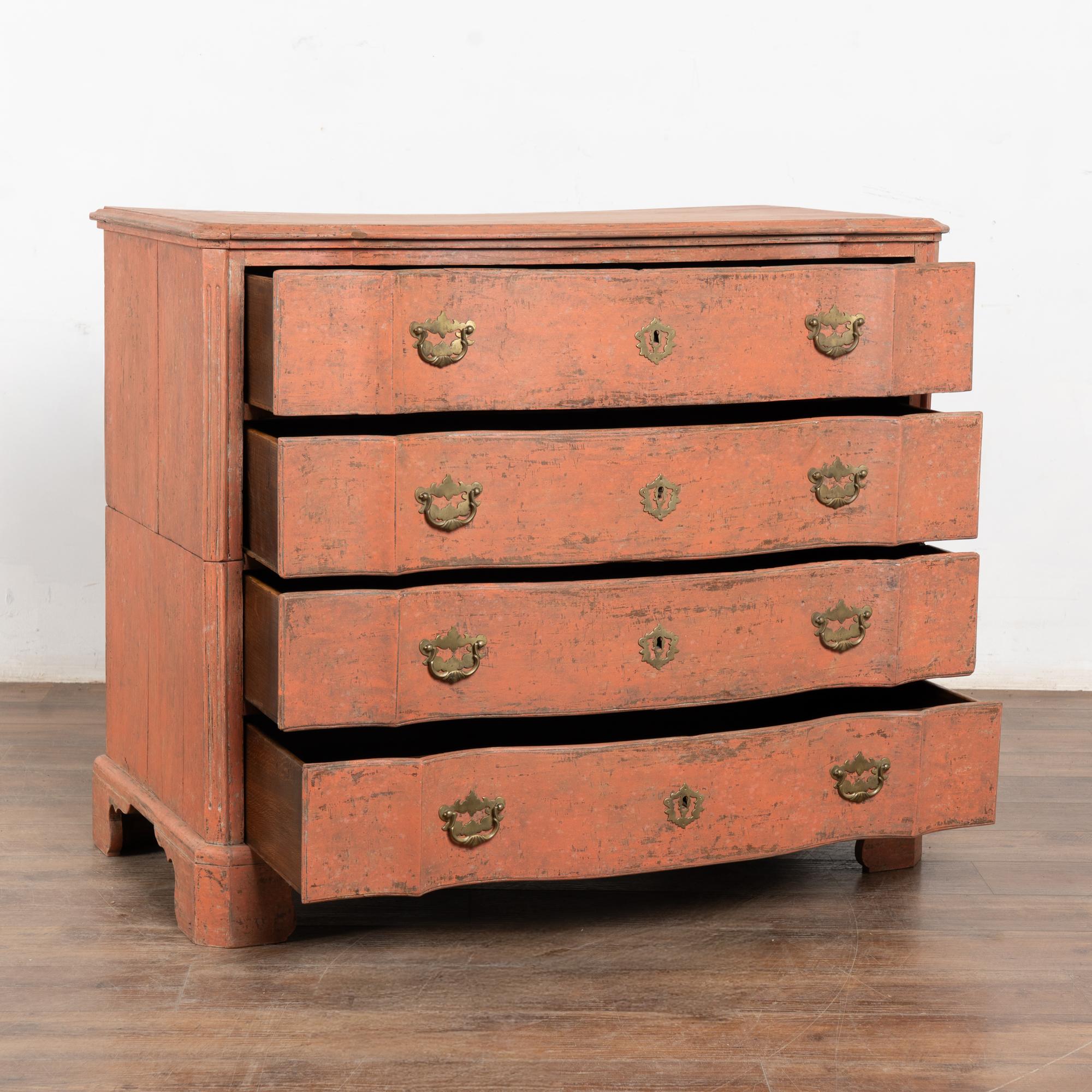 Danish 18th Century Oak Rococo Chest of Four Drawers For Sale