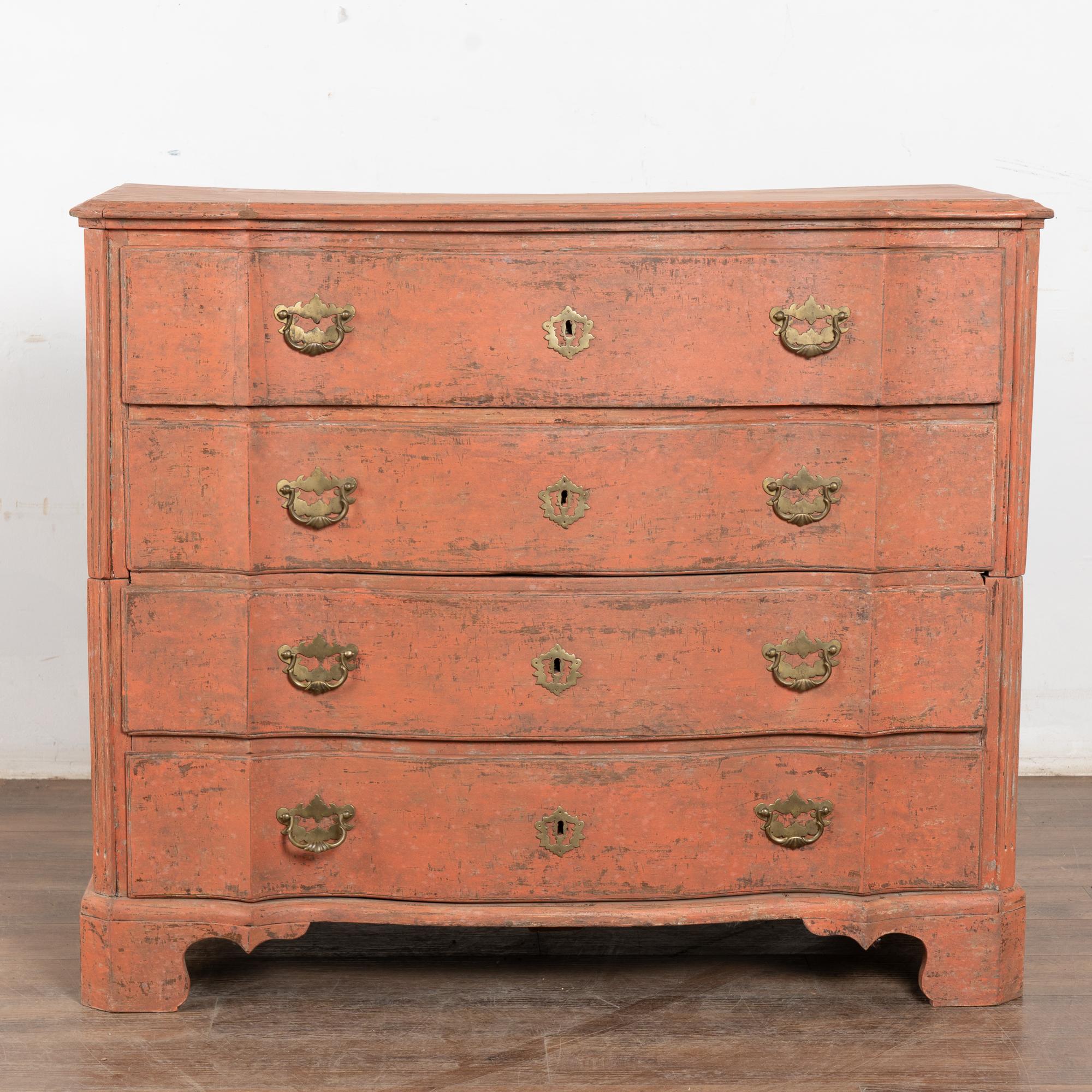 18th Century Oak Rococo Chest of Four Drawers In Fair Condition For Sale In Round Top, TX
