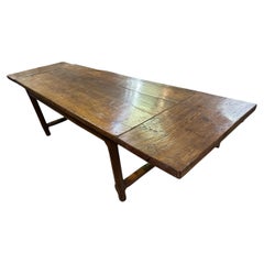18th Century Oak Rustic Farmhouse Table with two later extension leaves